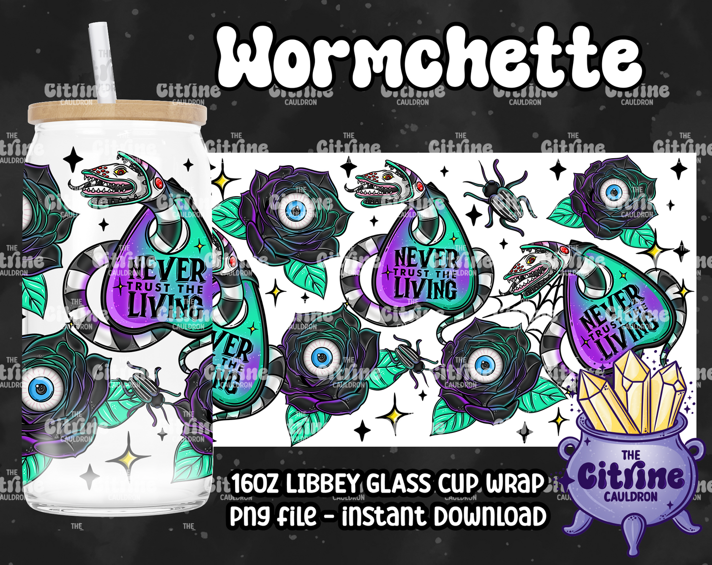 Wormchette - PNG Wrap for Libbey 16oz Glass Can