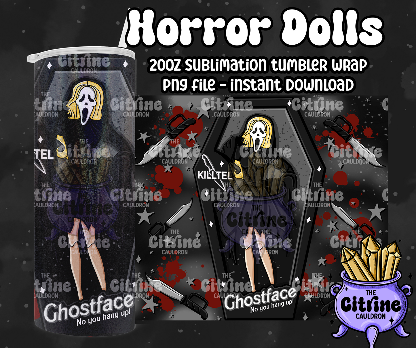 Horror Dolls Dark - PNG Wrap for Sublimation 20oz Tumbler