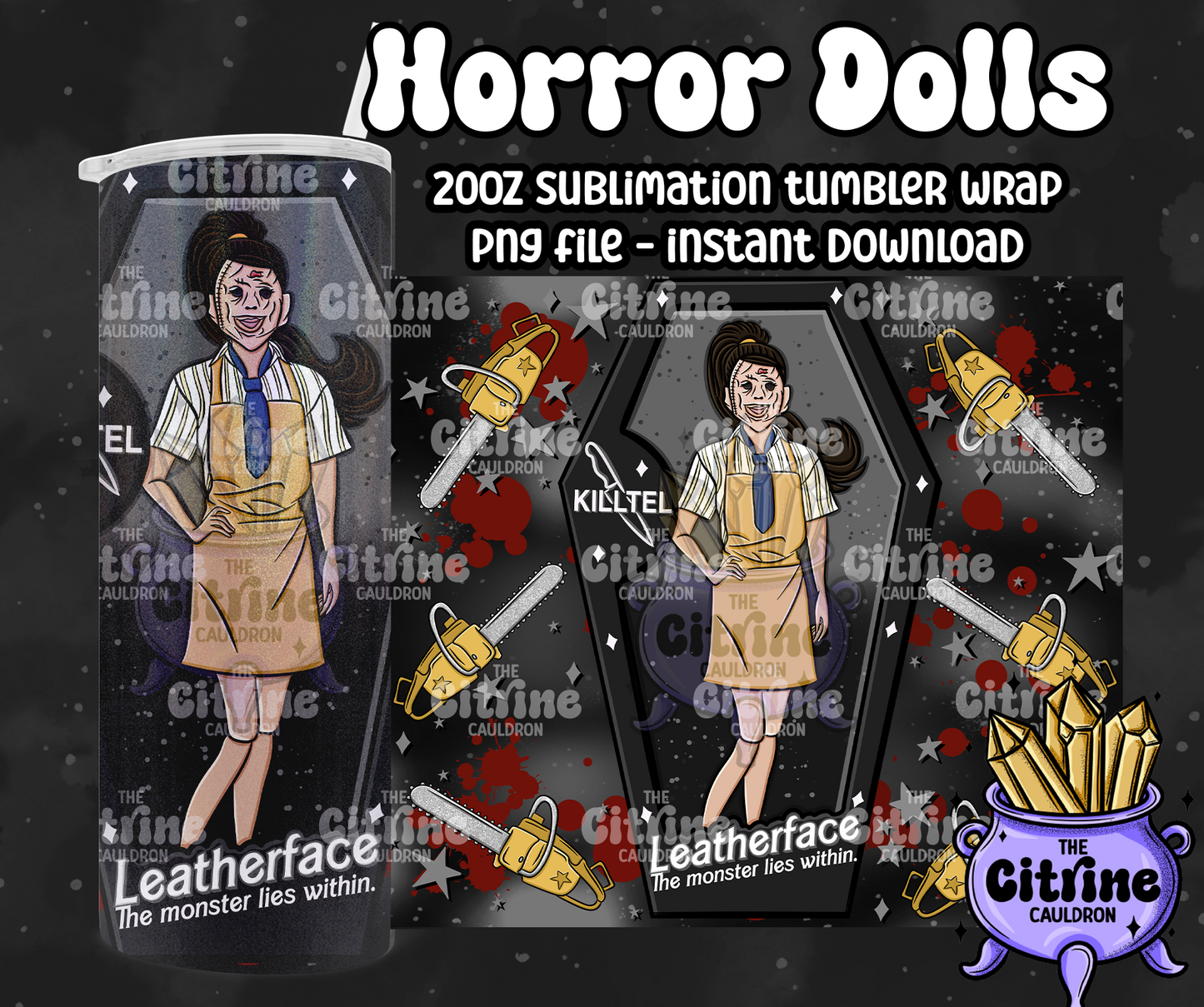 Horror Dolls Dark - PNG Wrap for Sublimation 20oz Tumbler