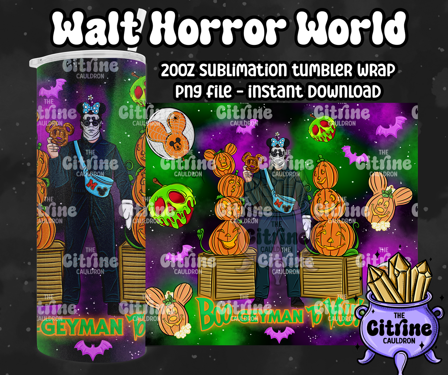 Walt Horror World - PNG Wrap for Sublimation 20oz Tumbler