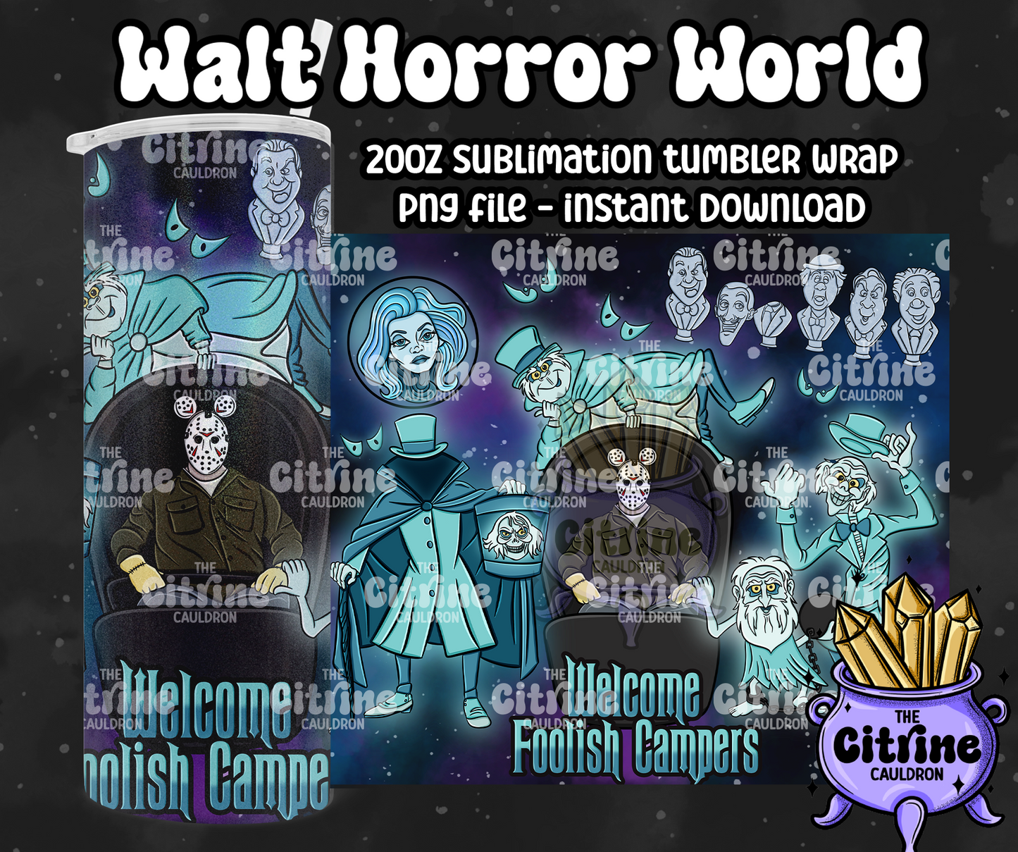 Walt Horror World - PNG Wrap for Sublimation 20oz Tumbler