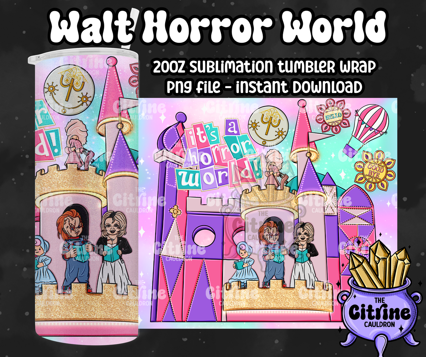 Walt Horror World - PNG Wrap for Sublimation 20oz Tumbler