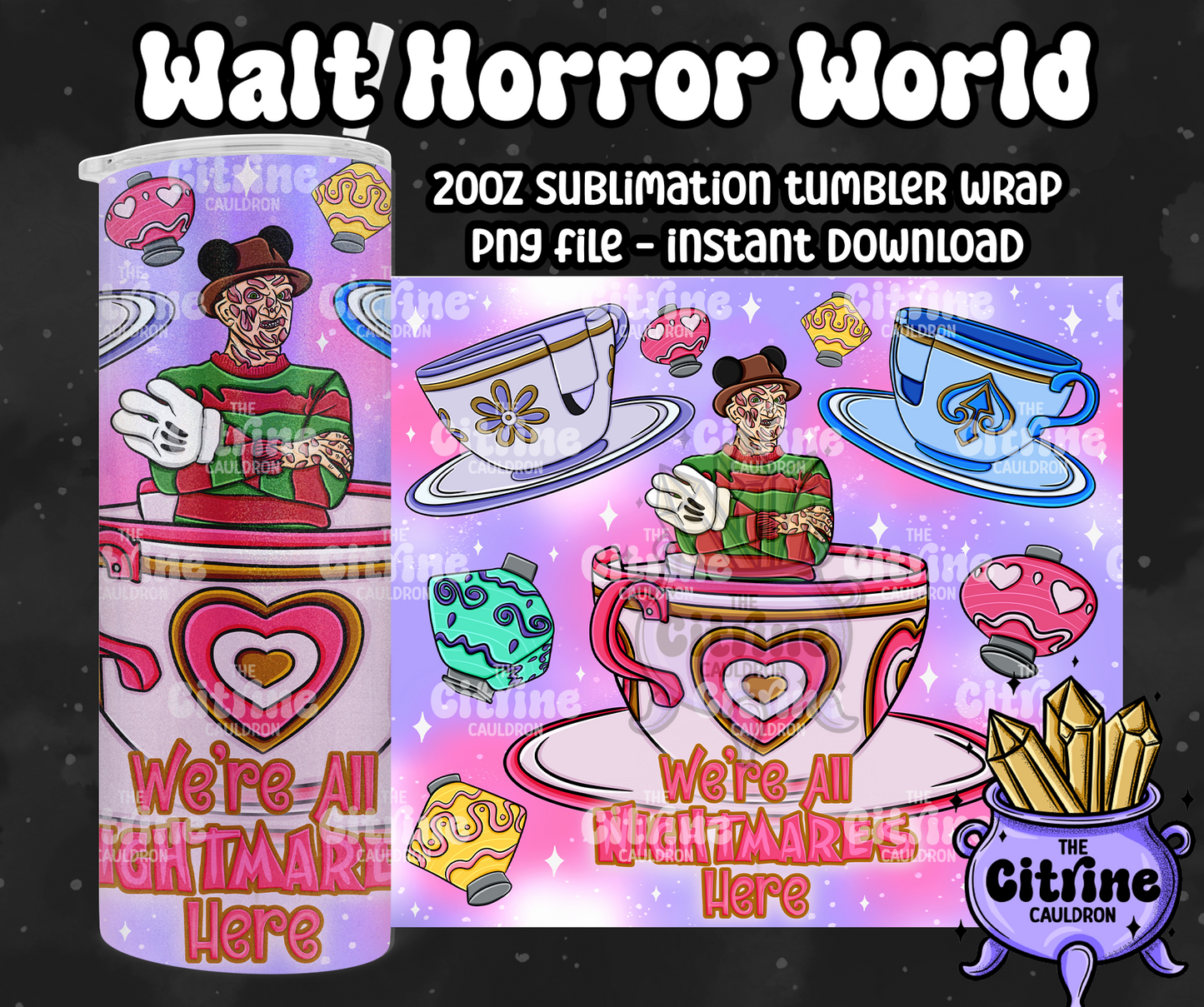 Walt Horror World - PNG Wrap for Sublimation 20oz Tumbler