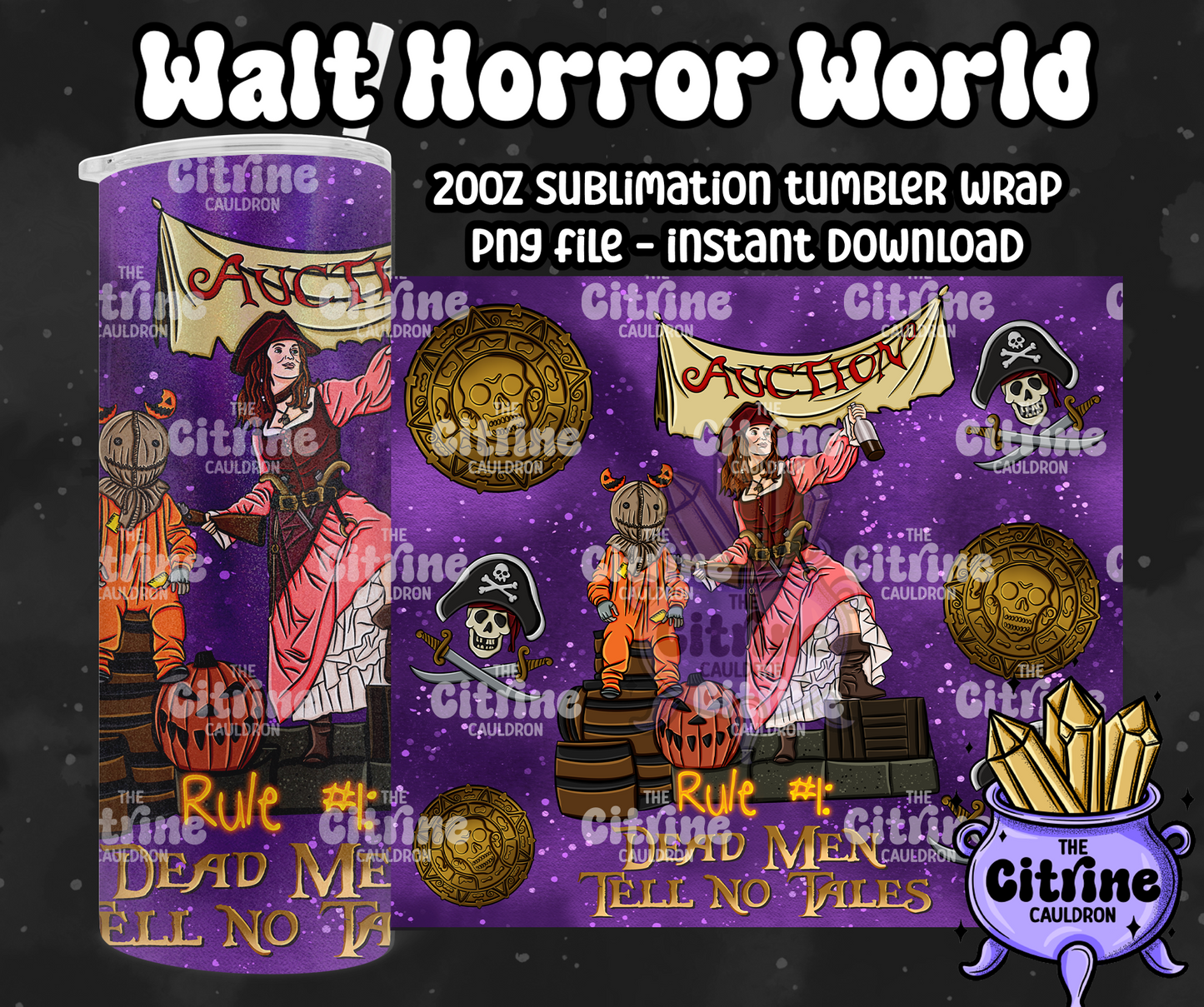 Walt Horror World - PNG Wrap for Sublimation 20oz Tumbler