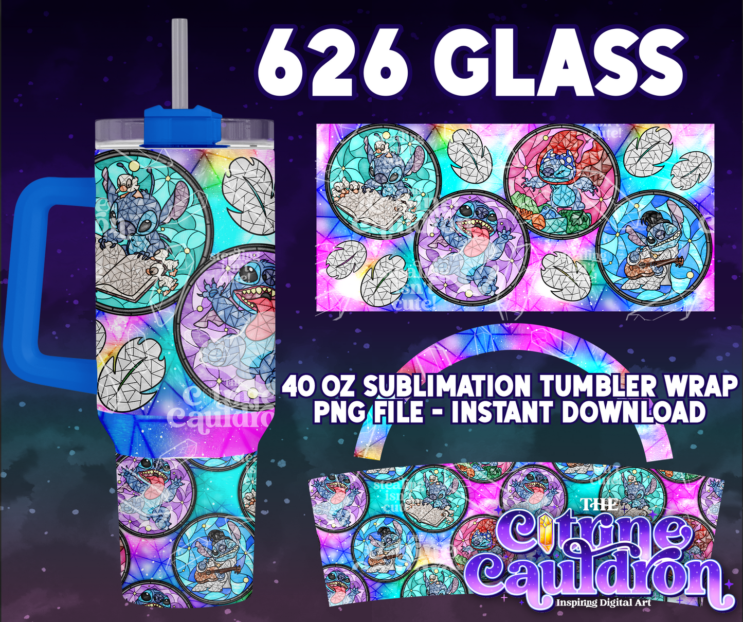 626 Glass - PNG Wrap for Sublimation 40oz Tumbler