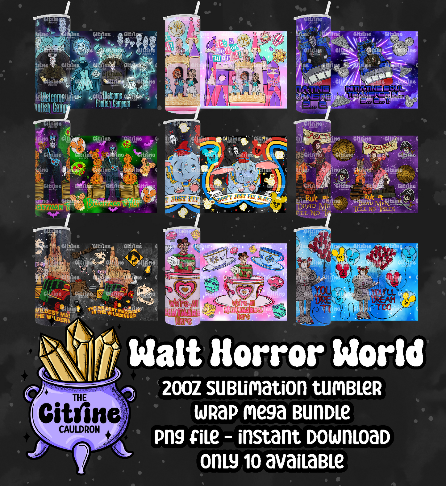 Walt Horror World - PNG Wrap for Sublimation 20oz Tumbler