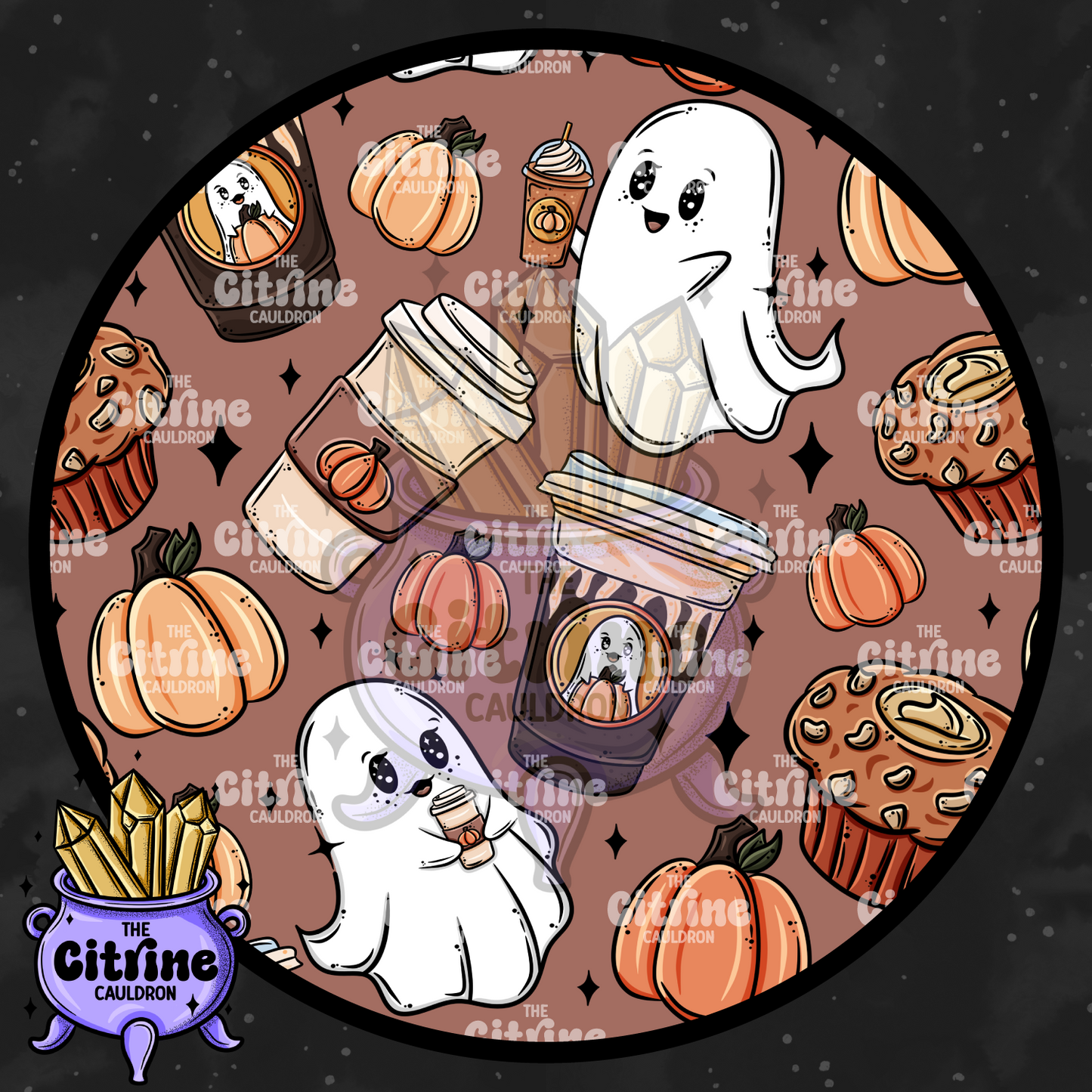 Pumpkin Spice Ghosties - Seamless