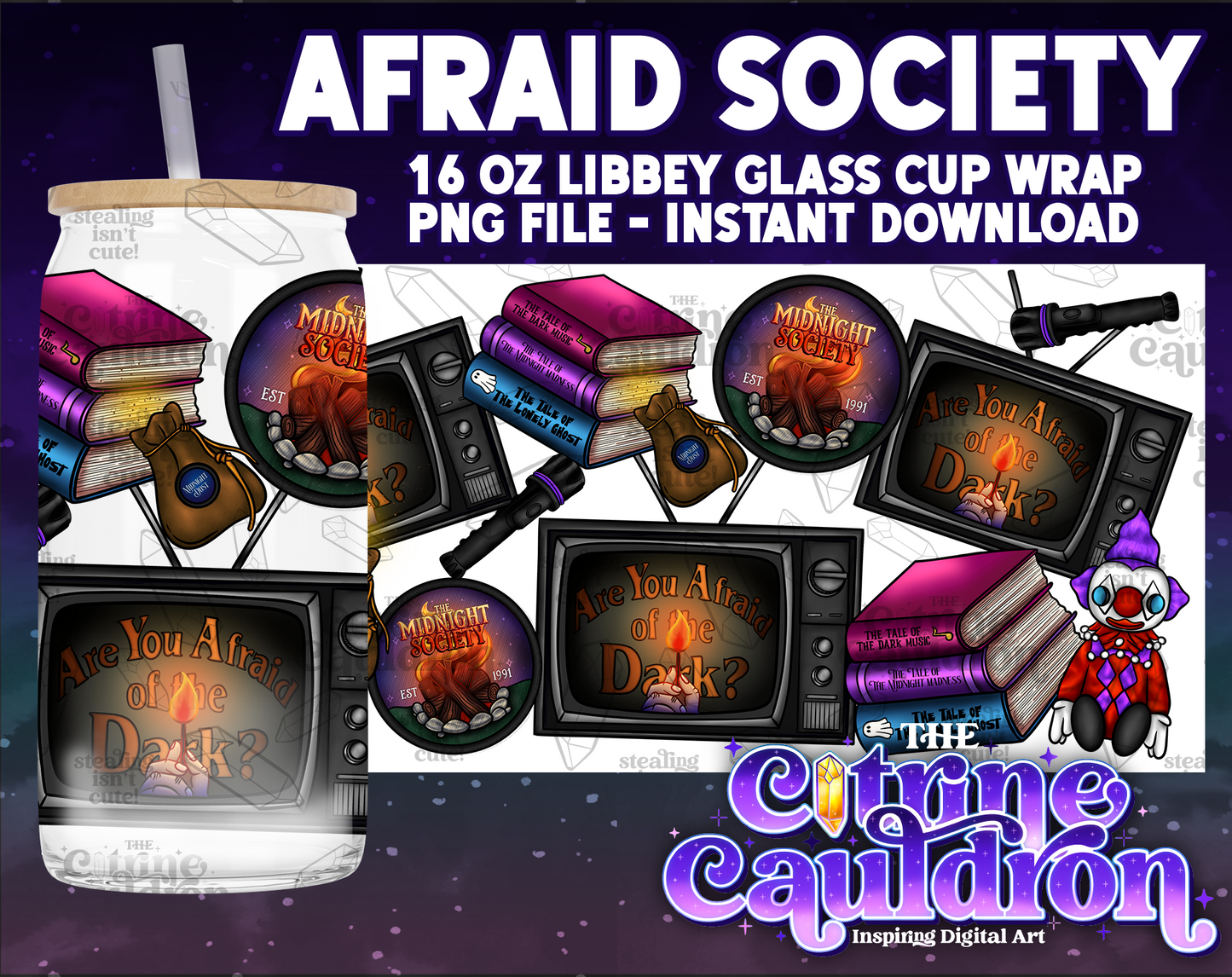 Afraid Society - PNG Wrap for Libbey 16oz Glass Can
