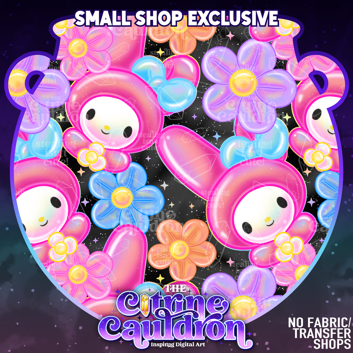 Hello Balloon Black - Seamless- SMALL SHOP