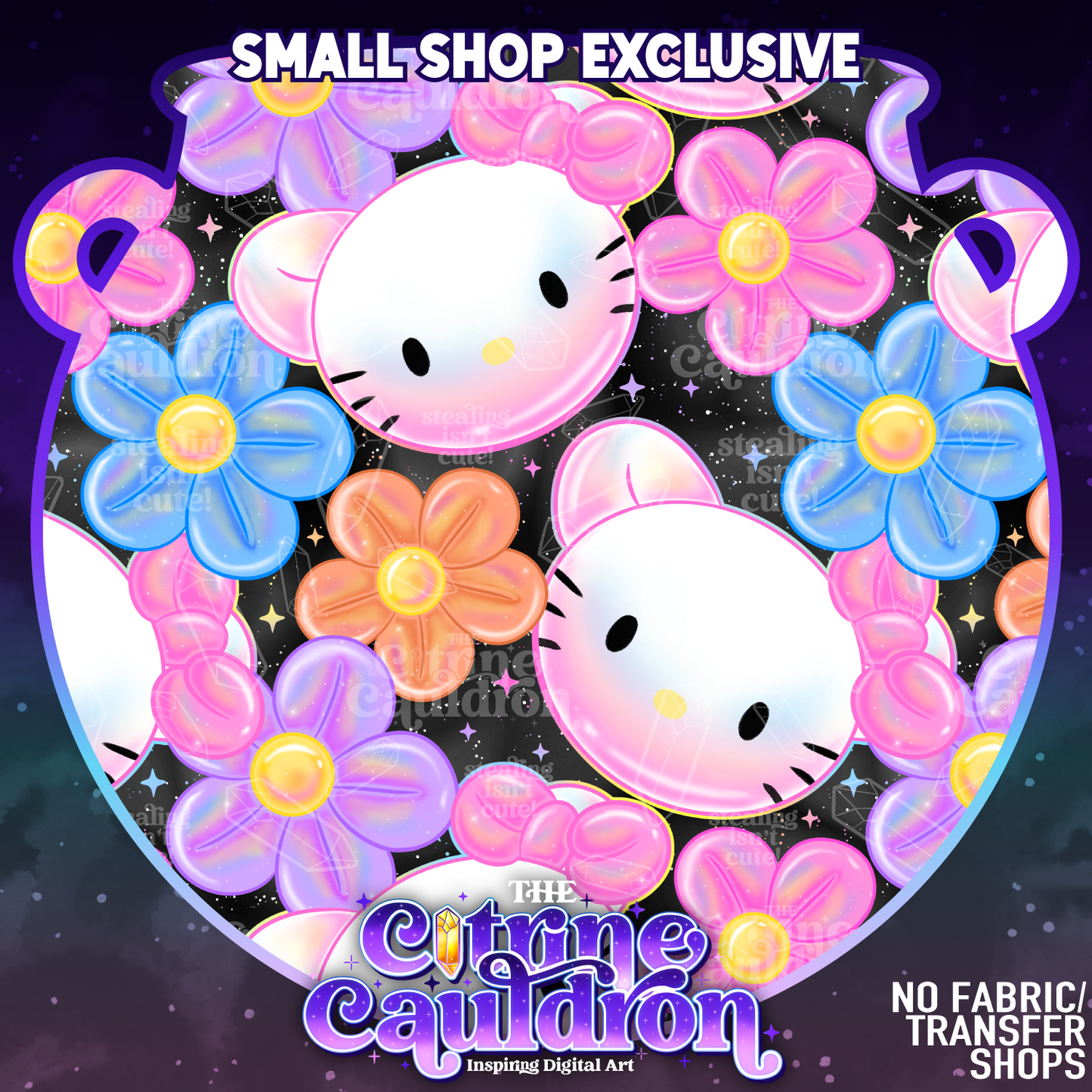 Hello Balloon Black - Seamless- SMALL SHOP