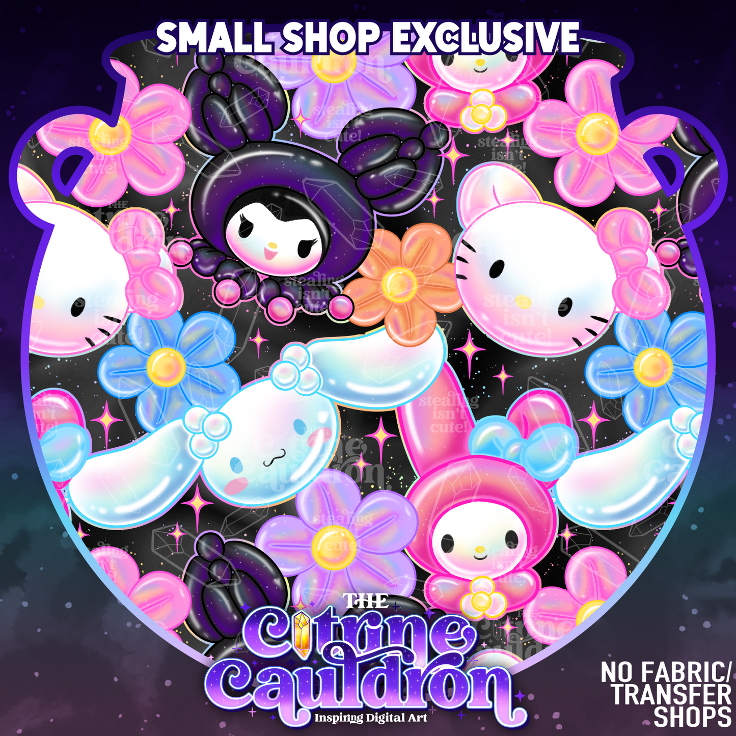 Hello Balloon Black - Seamless- SMALL SHOP