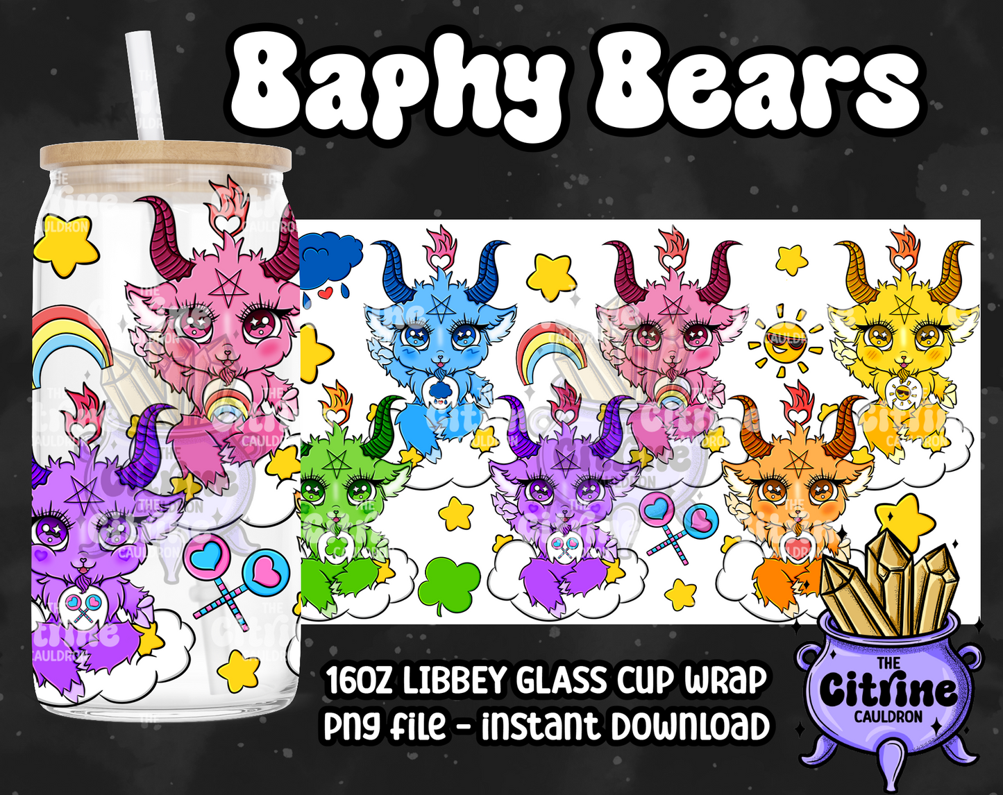 Baphy Bears Care - PNG Wrap for Libbey 16oz Glass Can
