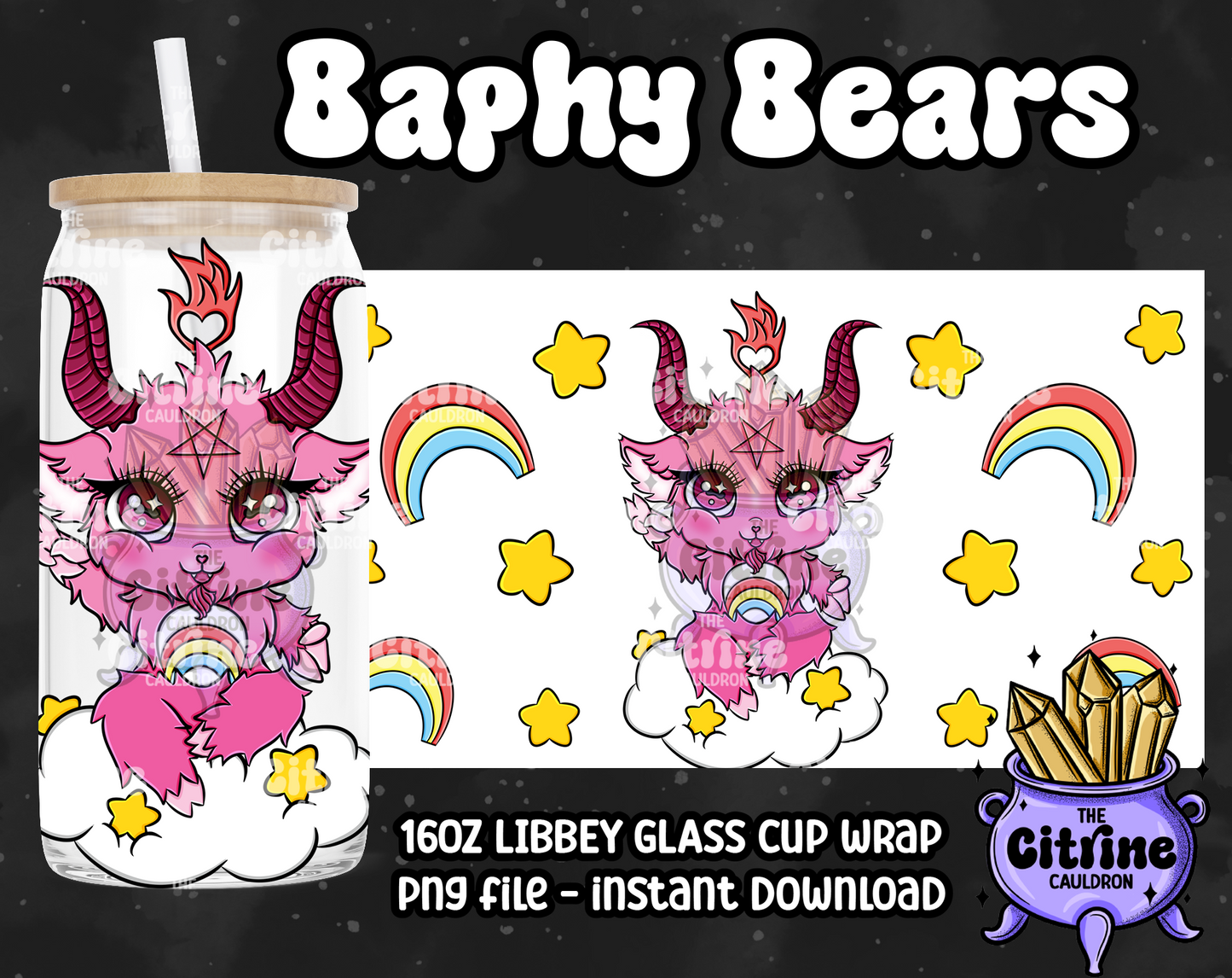 Baphy Bears Care - PNG Wrap for Libbey 16oz Glass Can