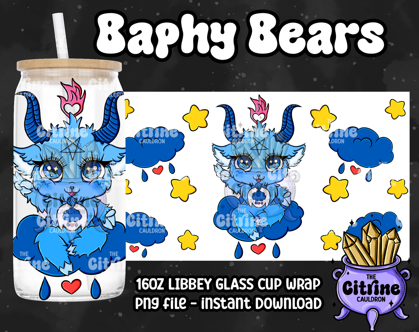 Baphy Bears Care - PNG Wrap for Libbey 16oz Glass Can