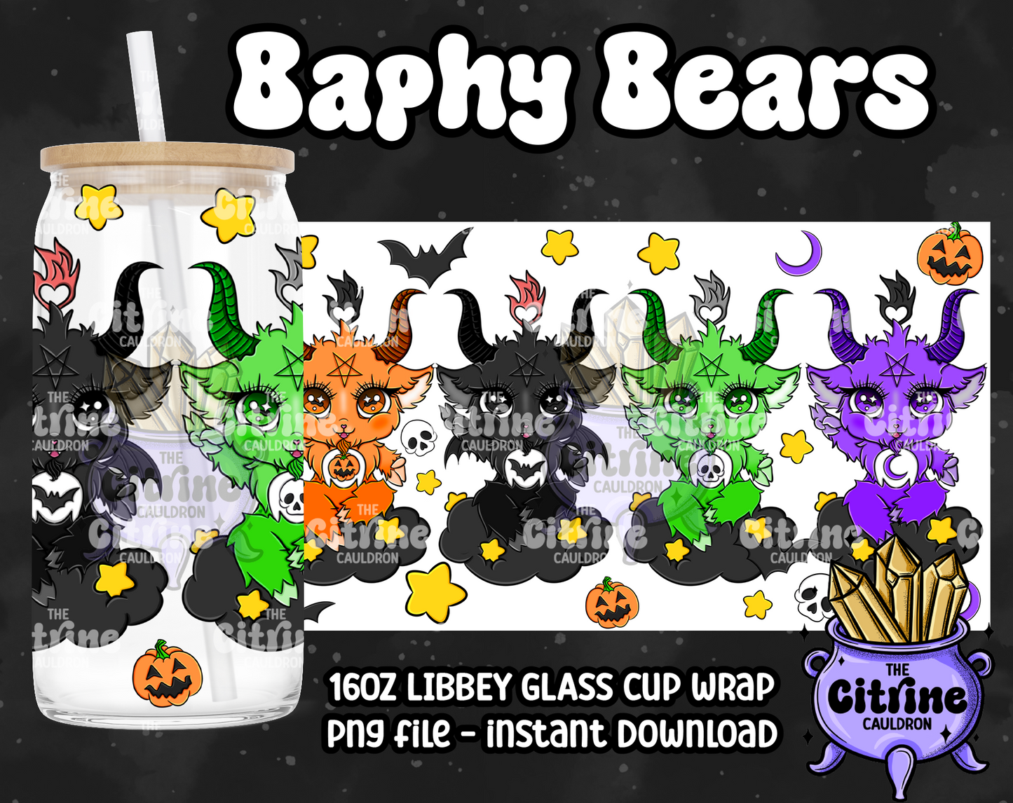 Baphy Bears Hallow - PNG Wrap for Libbey 16oz Glass Can