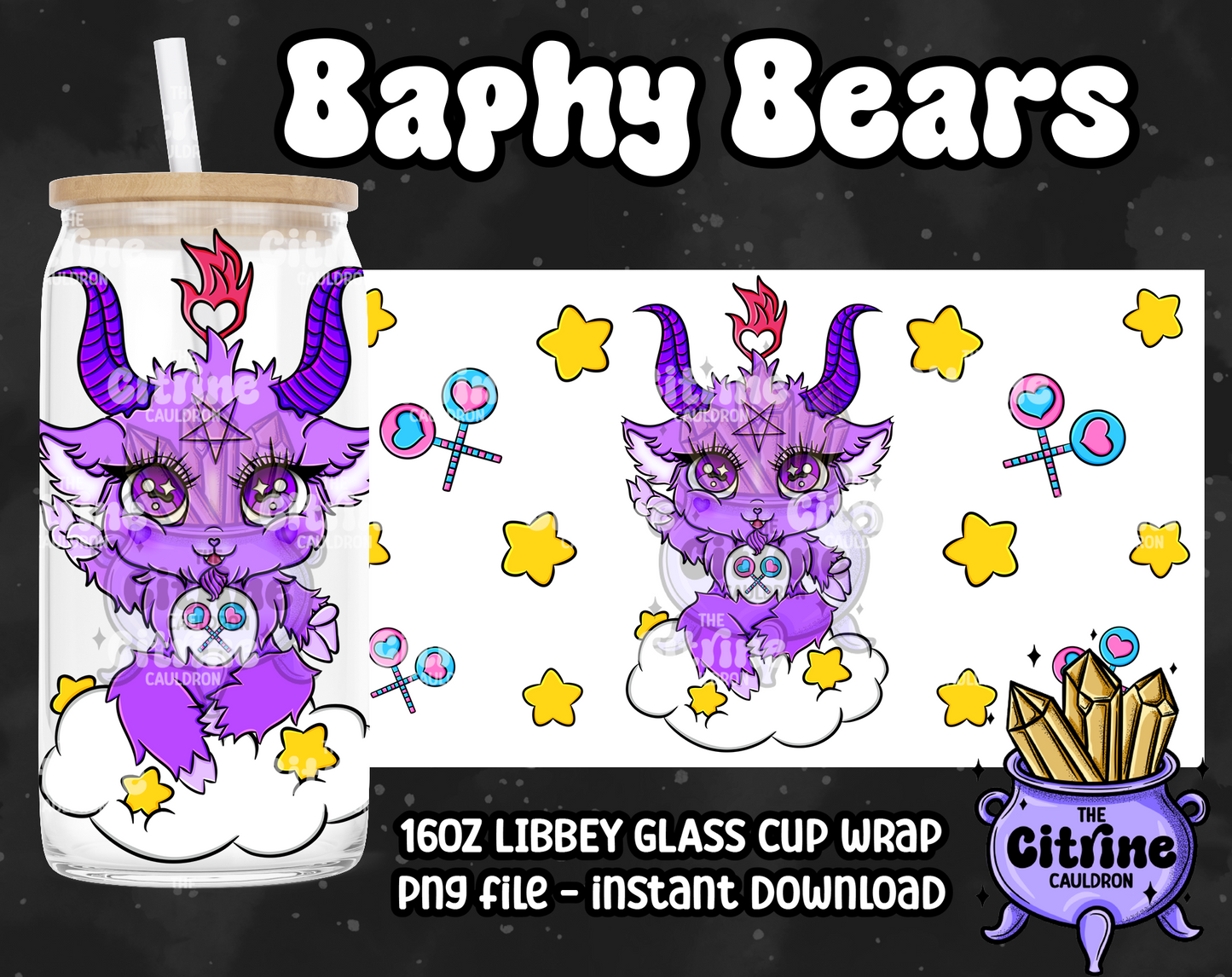 Baphy Bears Care - PNG Wrap for Libbey 16oz Glass Can