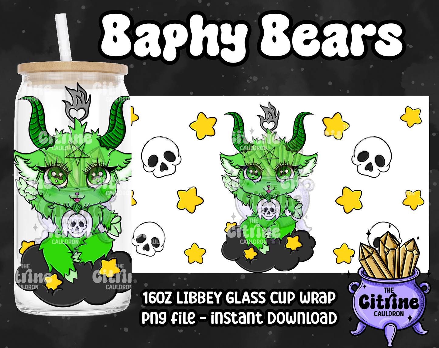 Baphy Bears Hallow - PNG Wrap for Libbey 16oz Glass Can