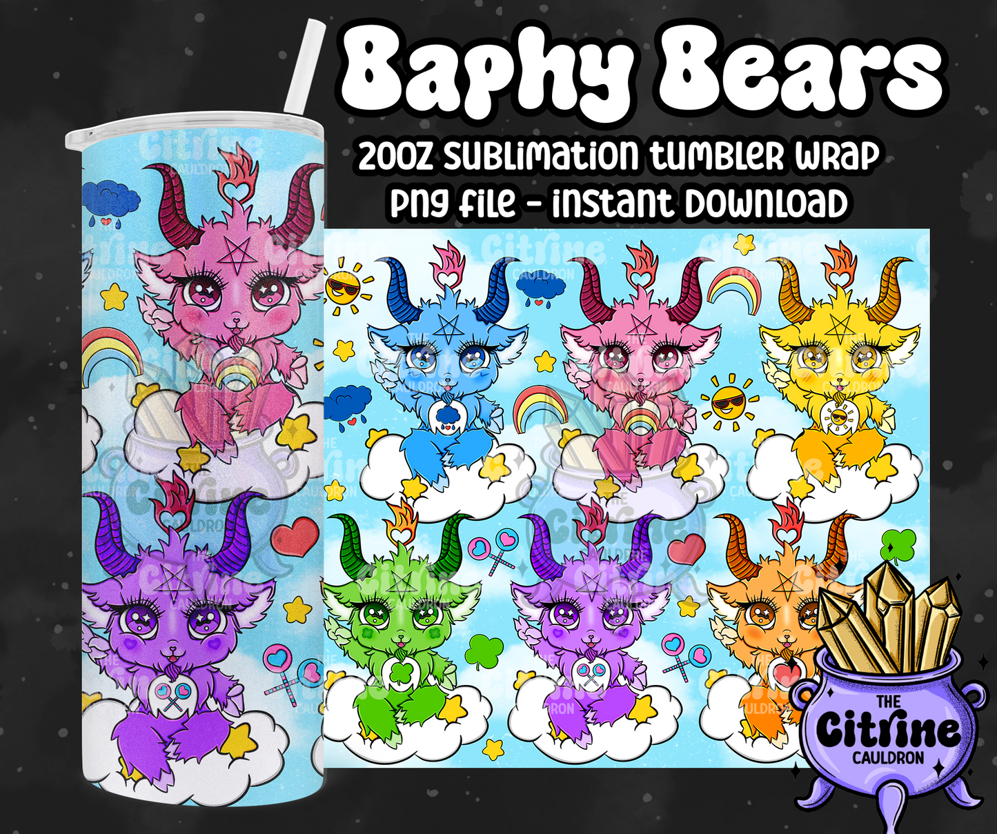 Baphy Bears Blues - PNG Wrap for Sublimation 20oz Tumbler