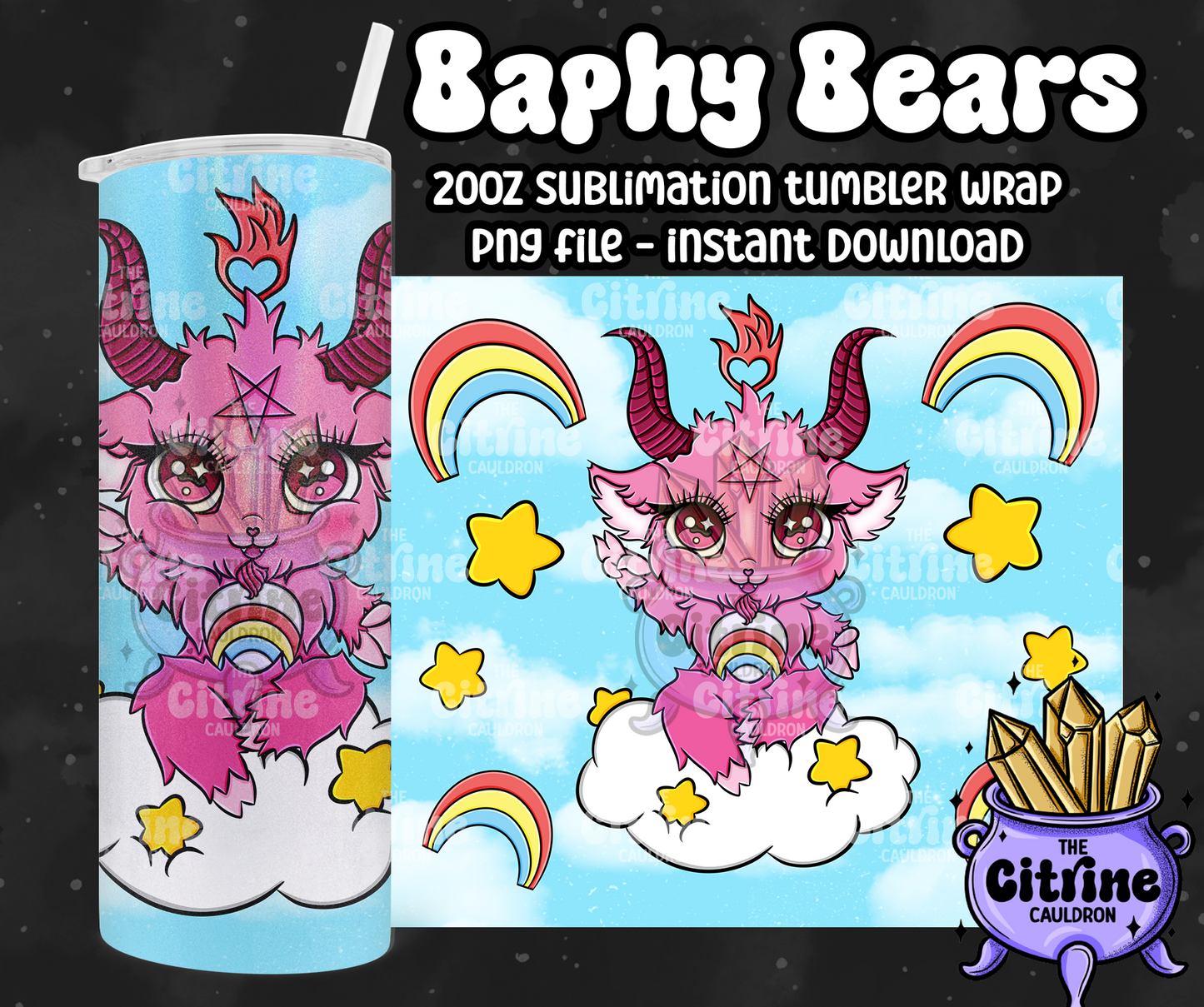 Baphy Bears Blues - PNG Wrap for Sublimation 20oz Tumbler