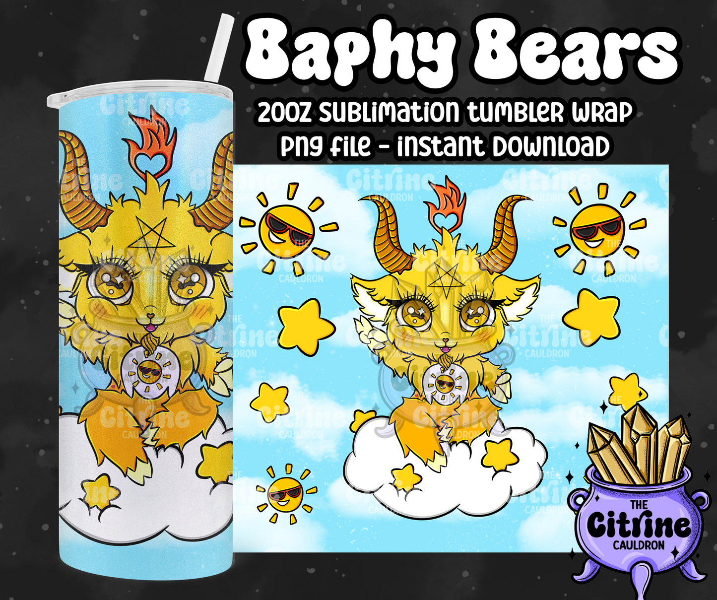 Baphy Bears Blues - PNG Wrap for Sublimation 20oz Tumbler