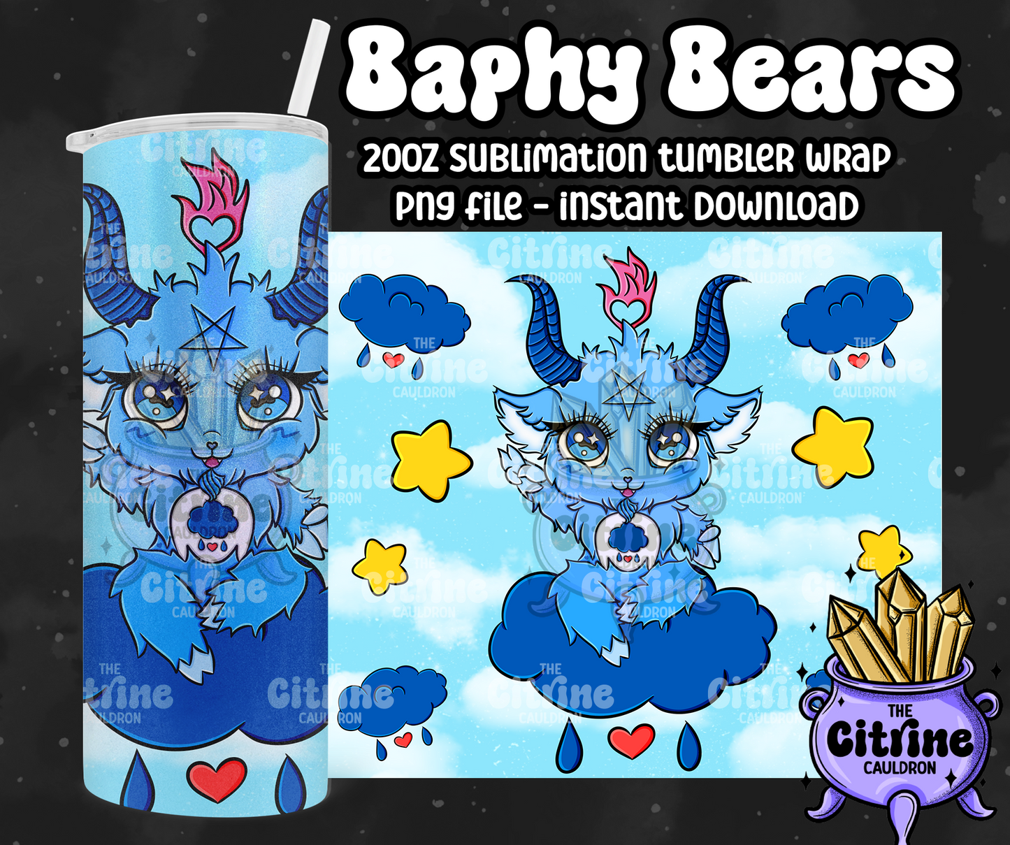 Baphy Bears Blues - PNG Wrap for Sublimation 20oz Tumbler