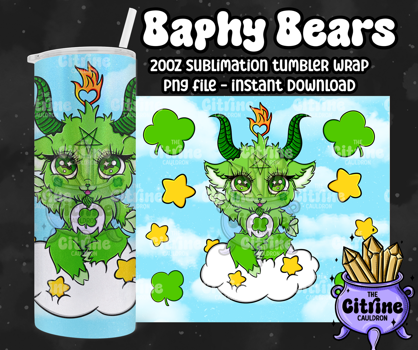 Baphy Bears Blues - PNG Wrap for Sublimation 20oz Tumbler