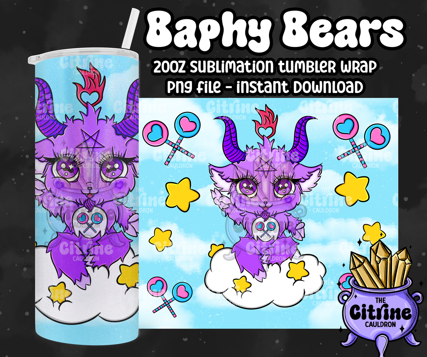 Baphy Bears Blues - PNG Wrap for Sublimation 20oz Tumbler