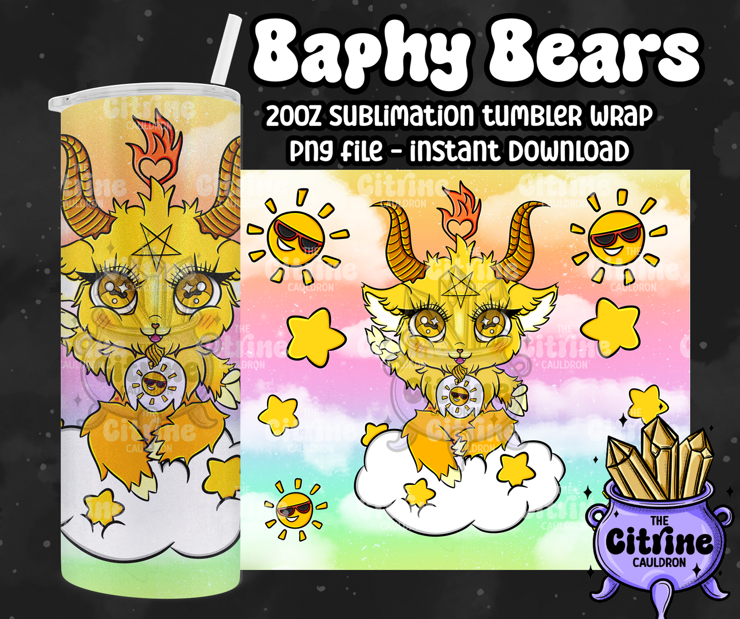 Baphy Bears Rainbow - PNG Wrap for Sublimation 20oz Tumbler