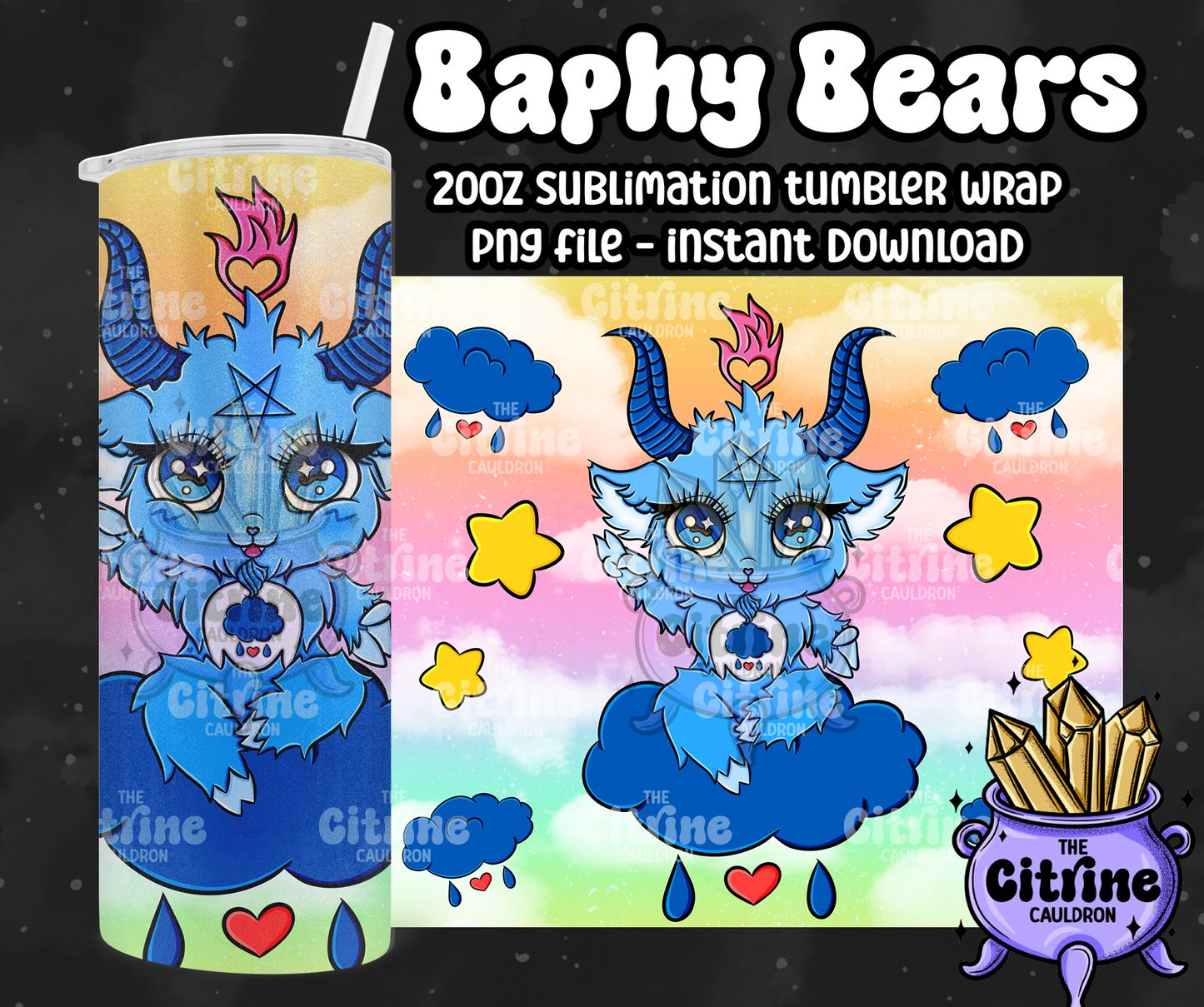 Baphy Bears Rainbow - PNG Wrap for Sublimation 20oz Tumbler