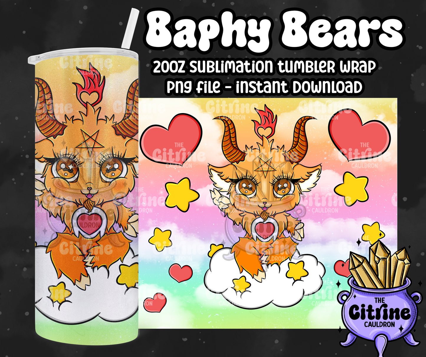 Baphy Bears Rainbow - PNG Wrap for Sublimation 20oz Tumbler