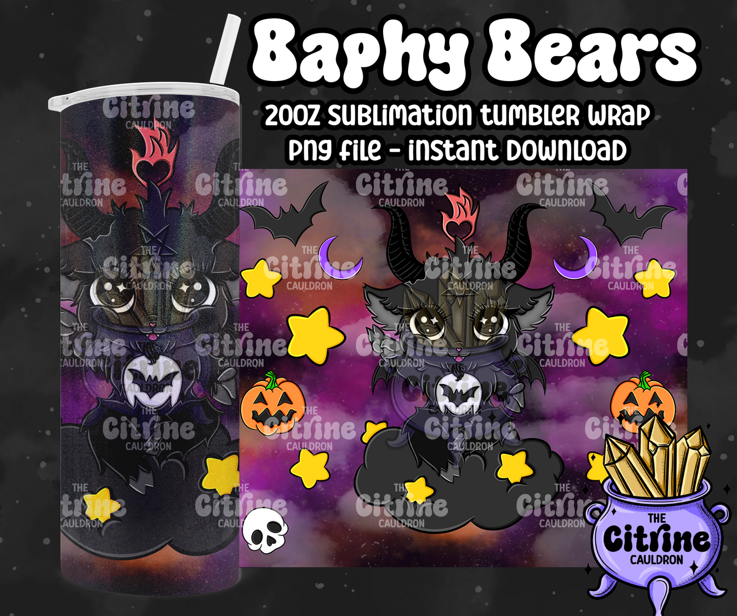 Baphy Bears Hallow - PNG Wrap for Sublimation 20oz Tumbler