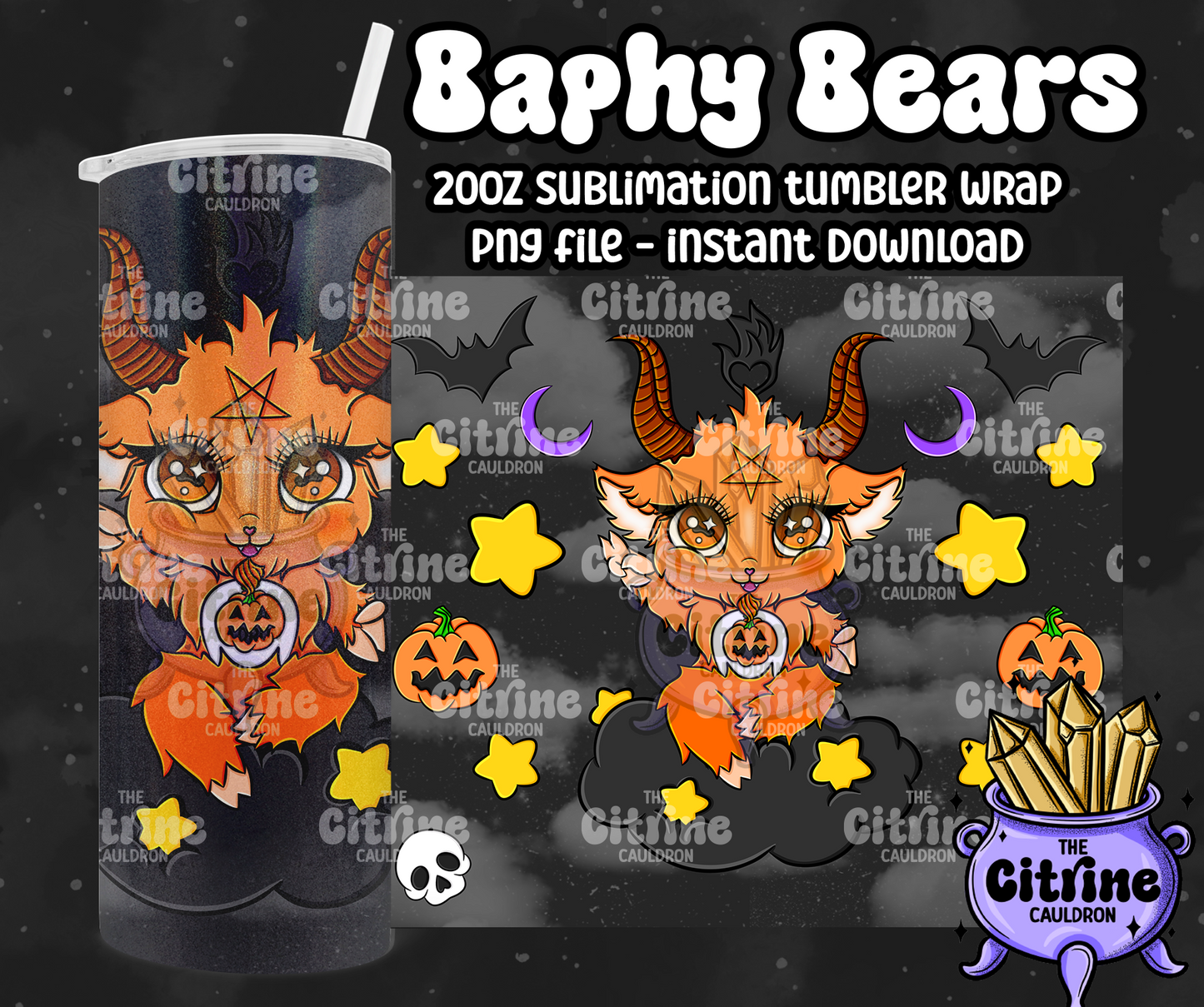 Baphy Bears Hallow - PNG Wrap for Sublimation 20oz Tumbler