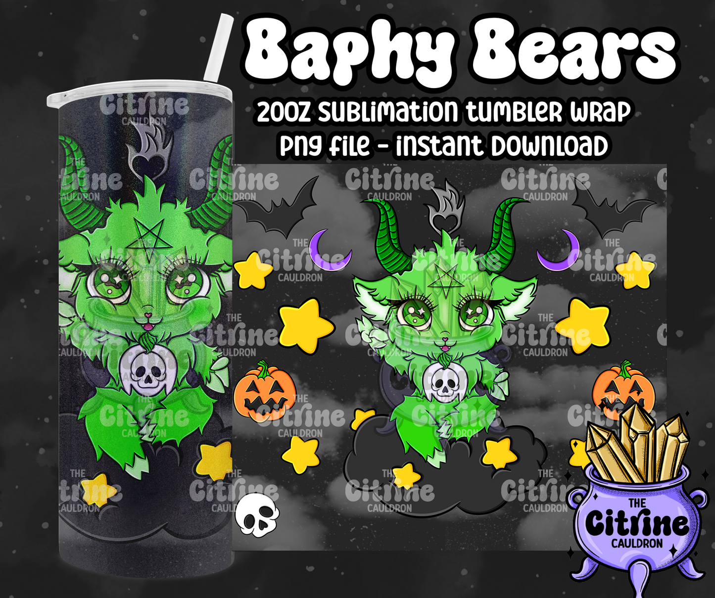 Baphy Bears Hallow - PNG Wrap for Sublimation 20oz Tumbler