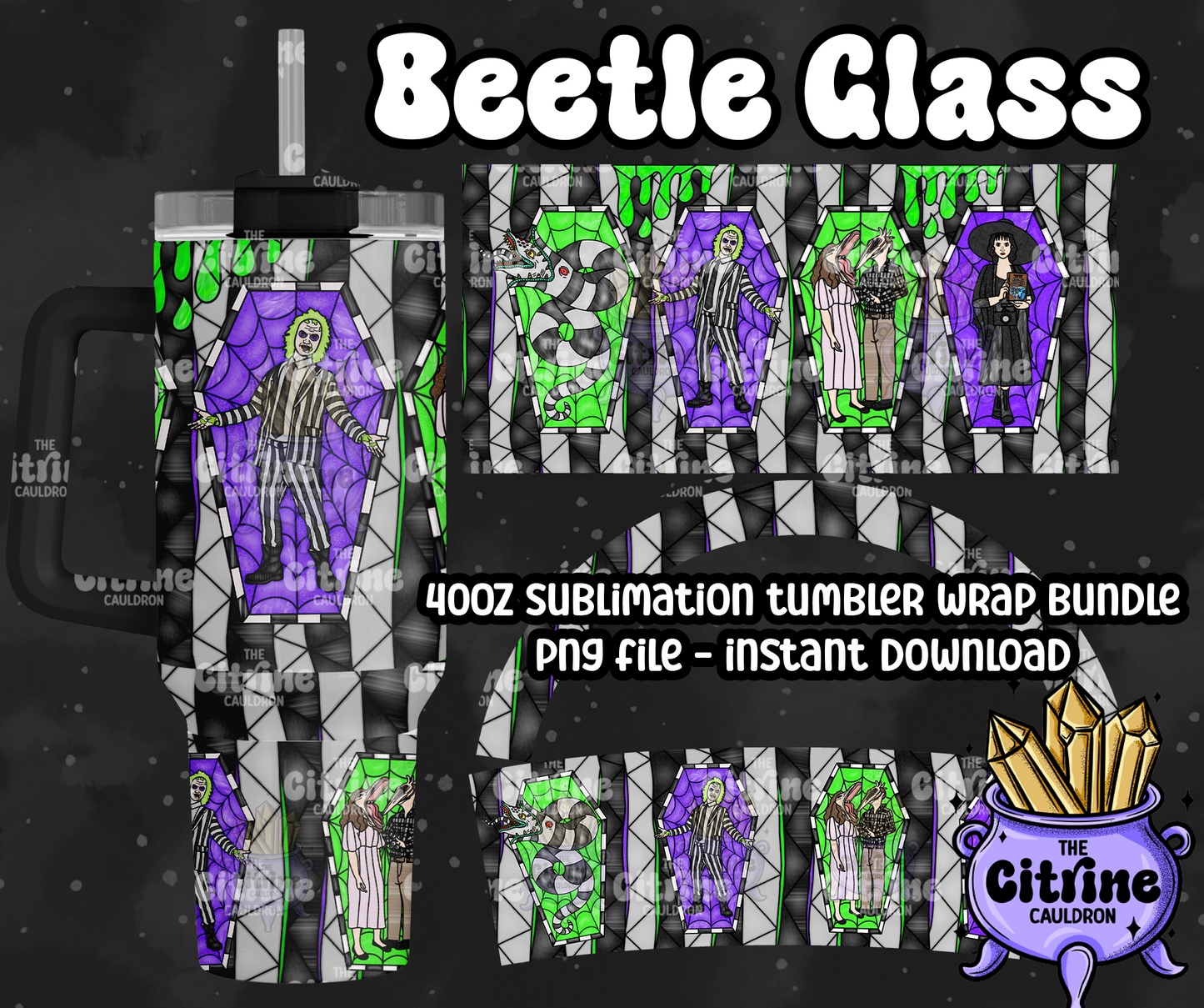 Beetle Glass - PNG Wrap for Sublimation 40oz Tumbler