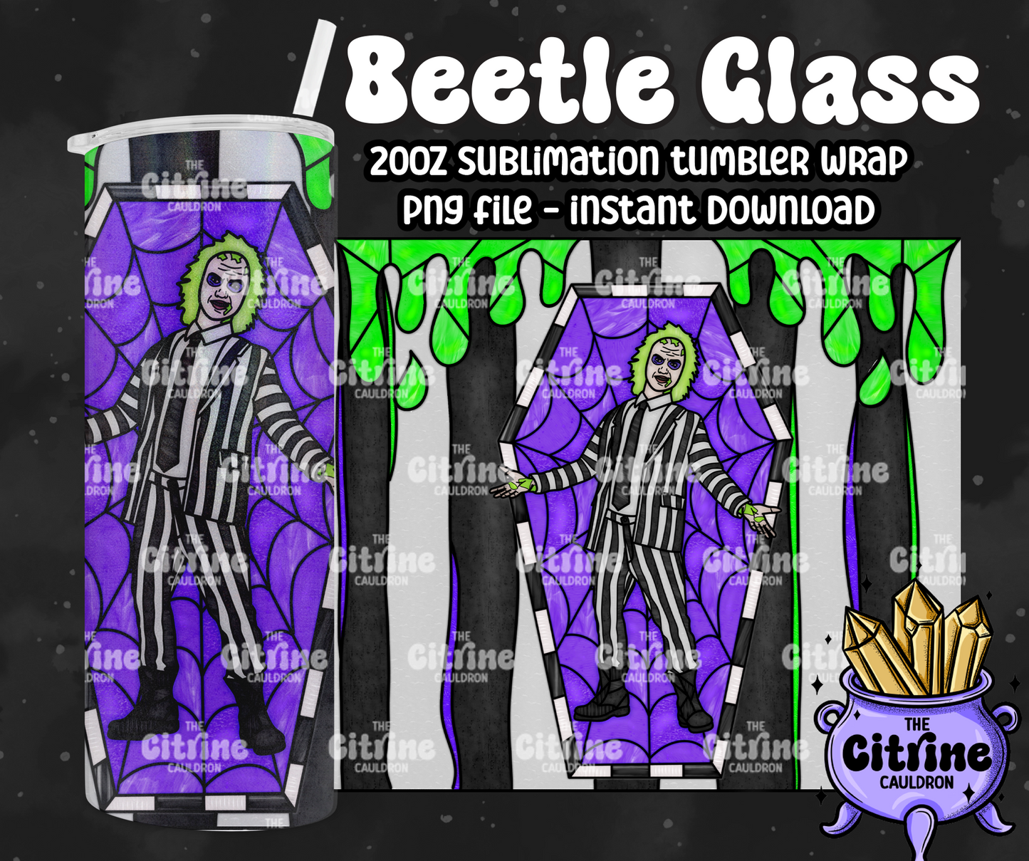 Beetle Glass - PNG Wrap for Sublimation 20oz Tumbler