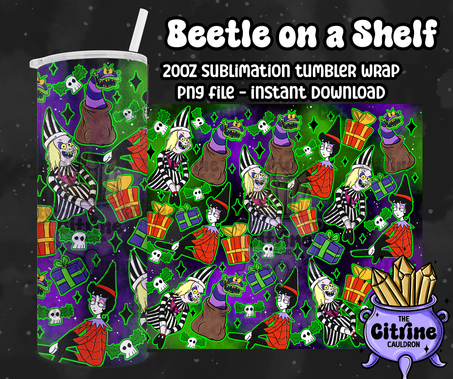 Beetle on a Shelf - PNG Wrap for Sublimation 20oz Tumbler