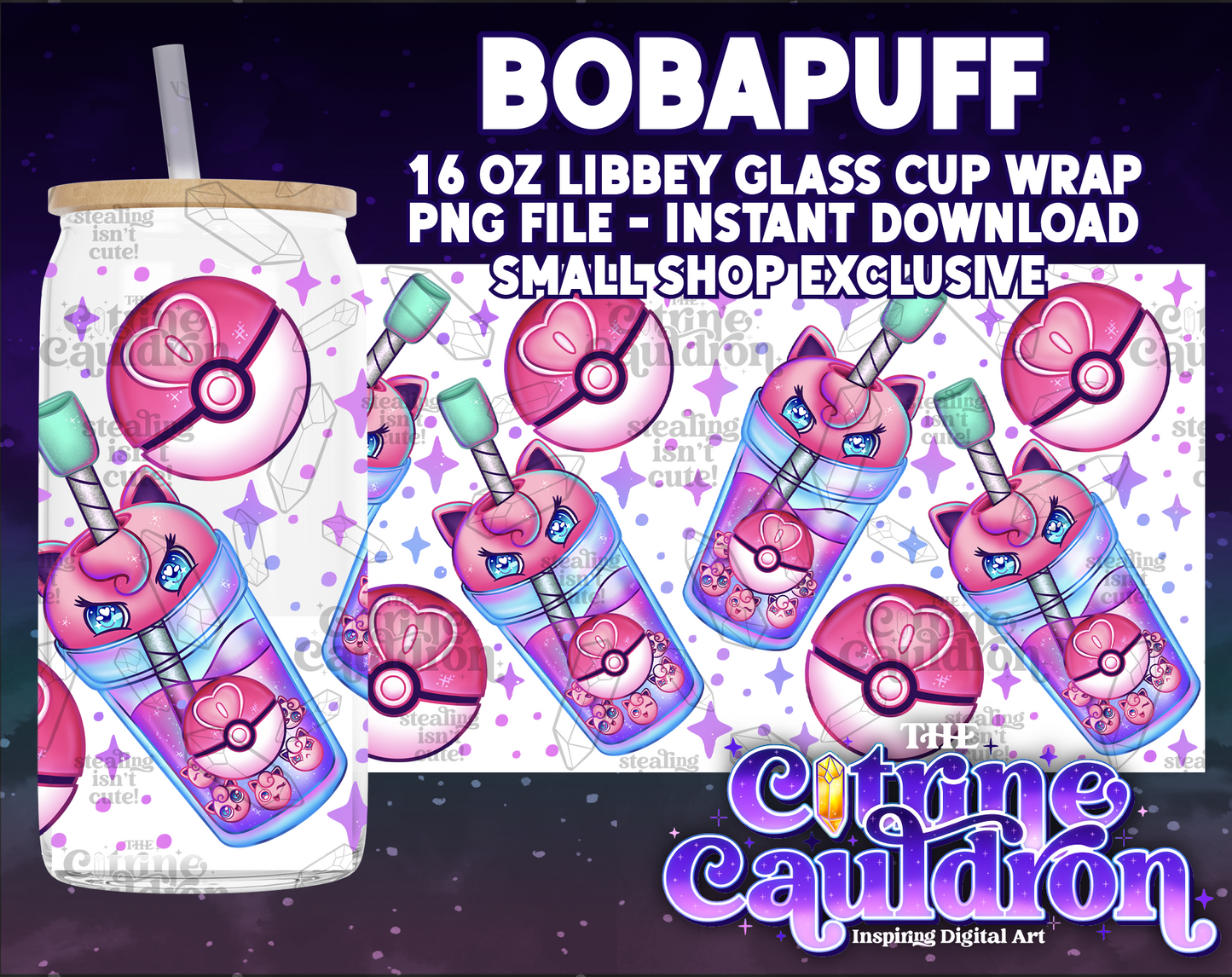 Bobapuff - PNG Wrap for Libbey 16oz Glass Can - SMALL SHOP