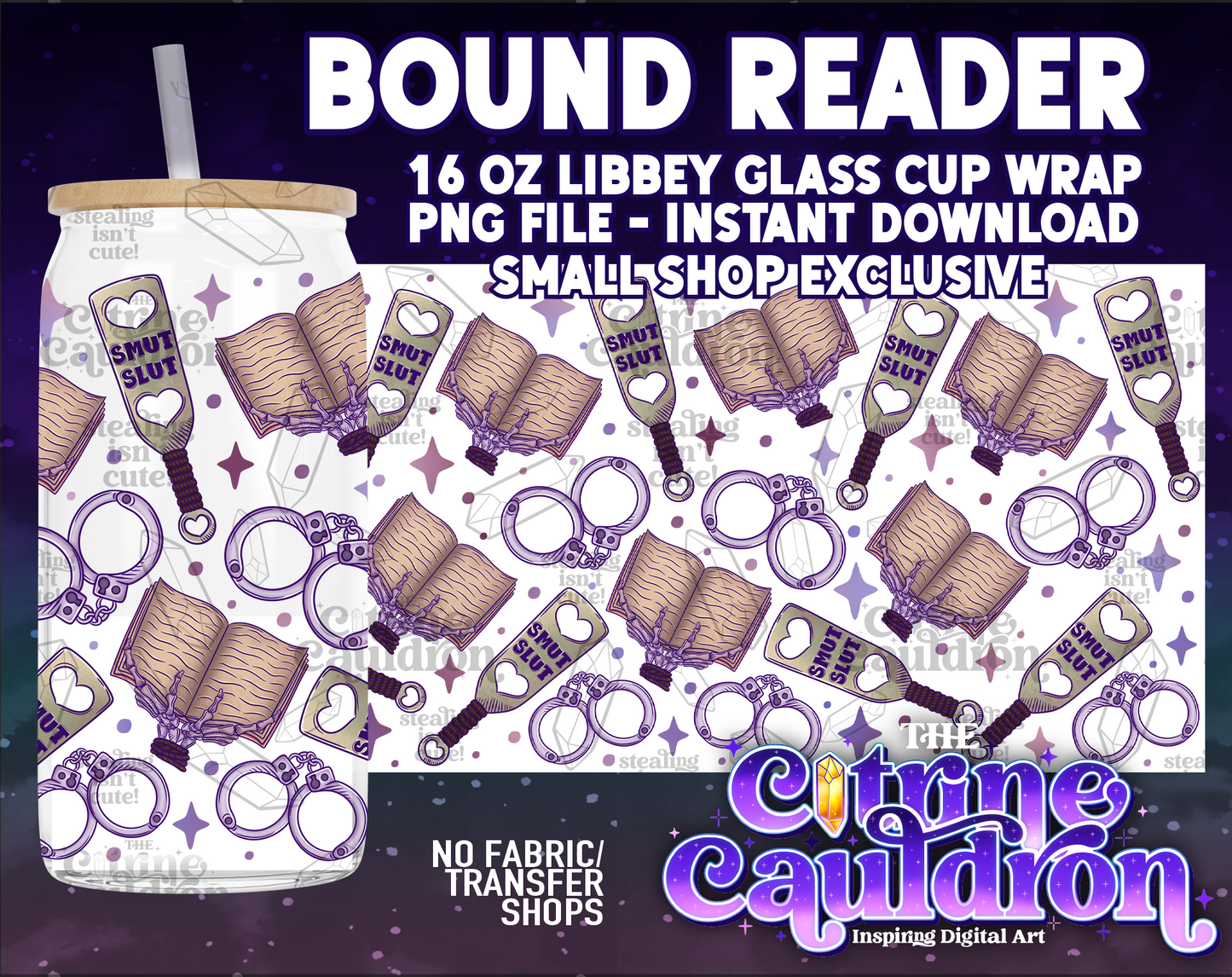 Bookish - PNG Wrap for Libbey 16oz Glass Can - SMALL SHOP