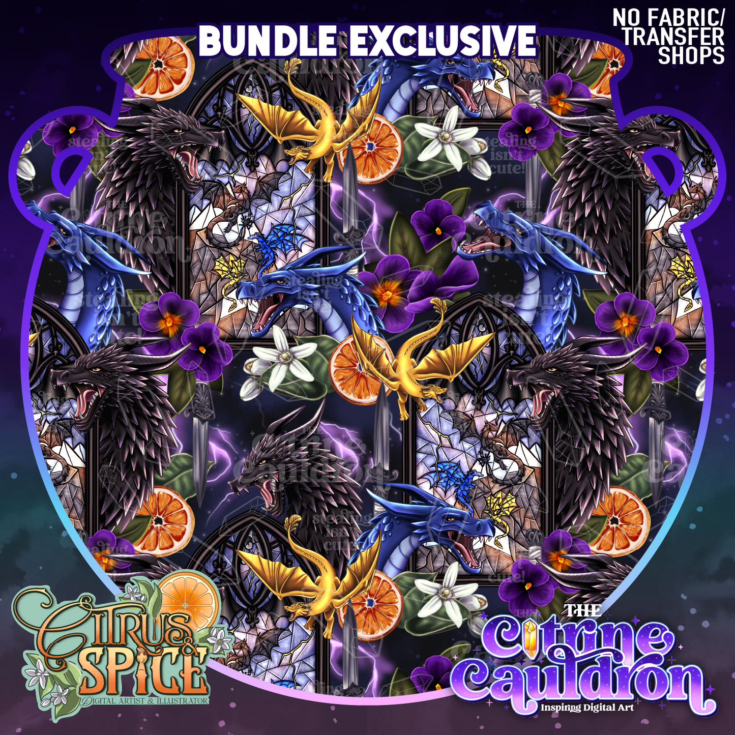 Dragon Riders Complete Collection - Seamless & PNG Bundle - SMALL SHOPS