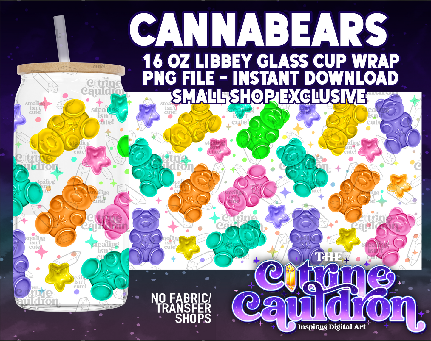 CannaBears - PNG Wrap for Libbey 16oz Glass Can - SMALL SHOP