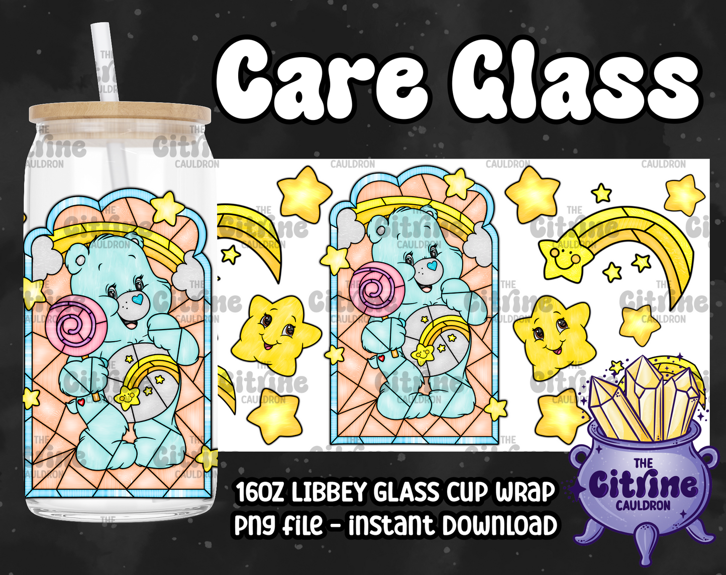 Care Glass - PNG Wrap for Libbey 16oz Glass Can