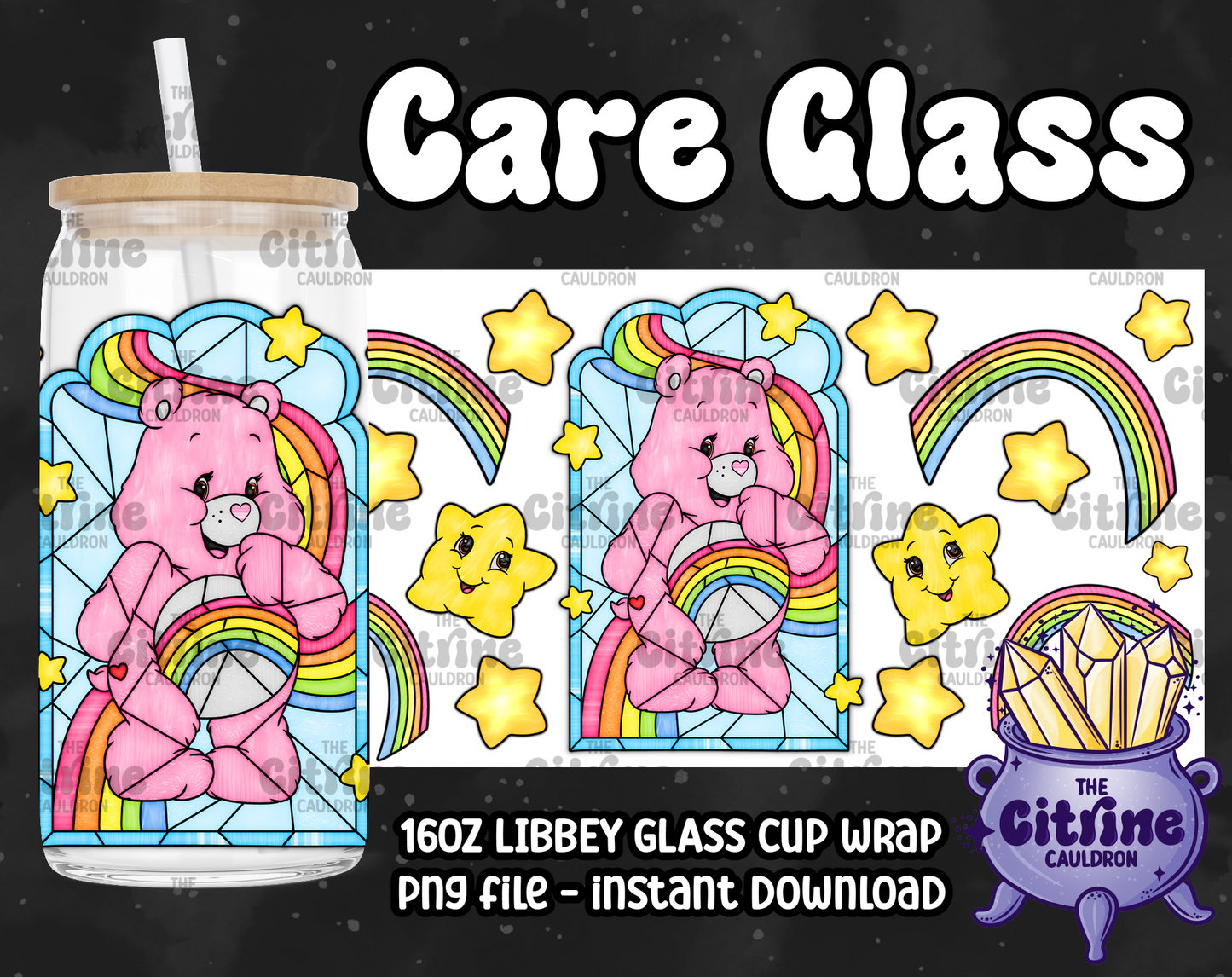 Care Glass - PNG Wrap for Libbey 16oz Glass Can