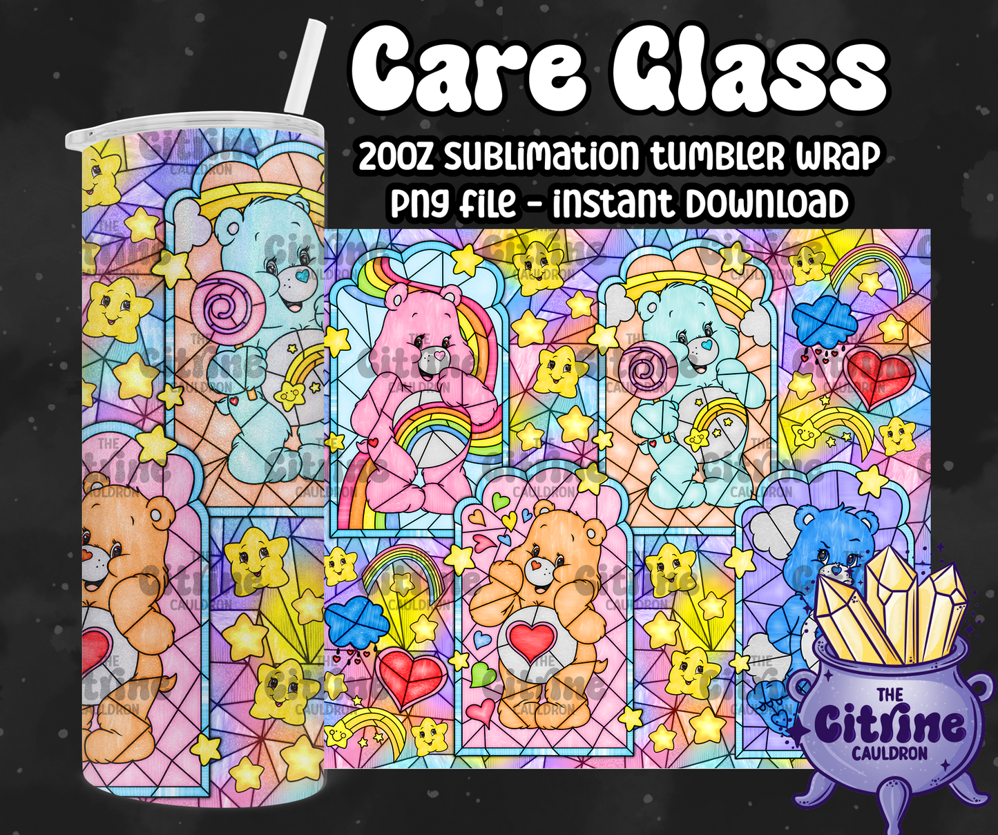 Care Glass - PNG Wrap for Sublimation 20oz Tumbler