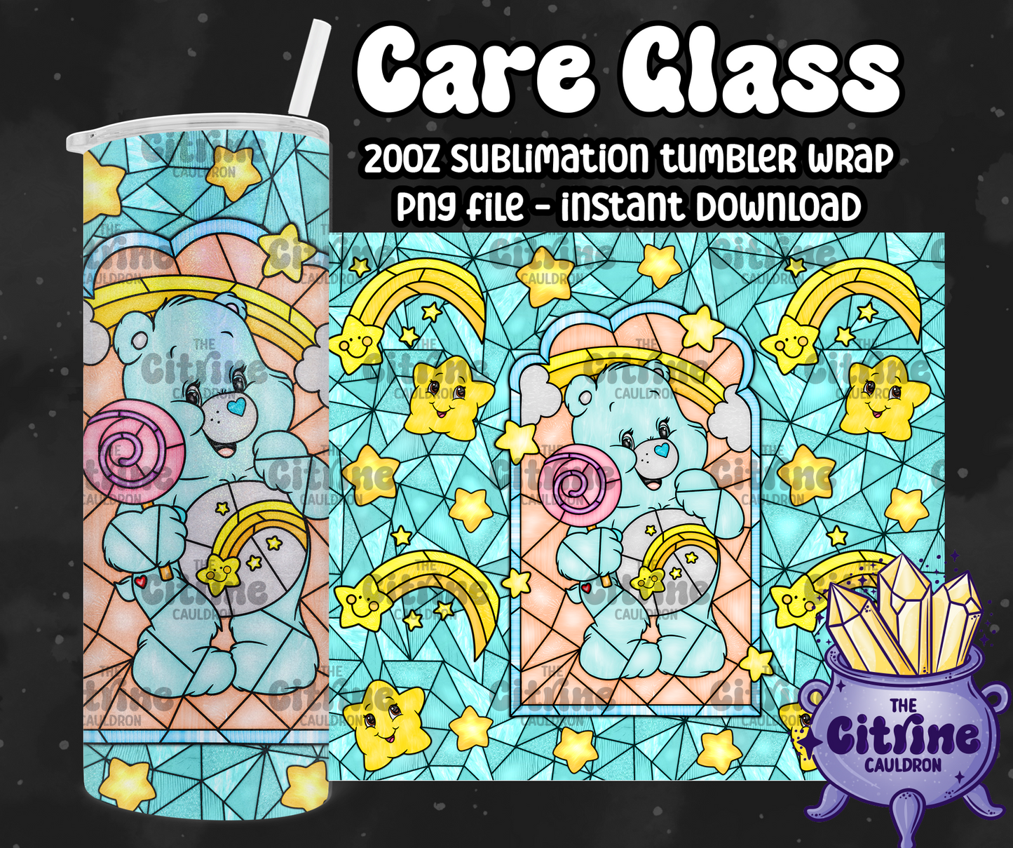 Care Glass - PNG Wrap for Sublimation 20oz Tumbler