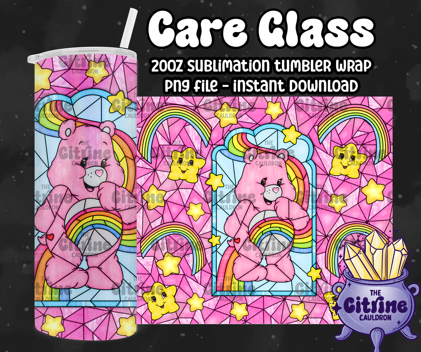 Care Glass - PNG Wrap for Sublimation 20oz Tumbler
