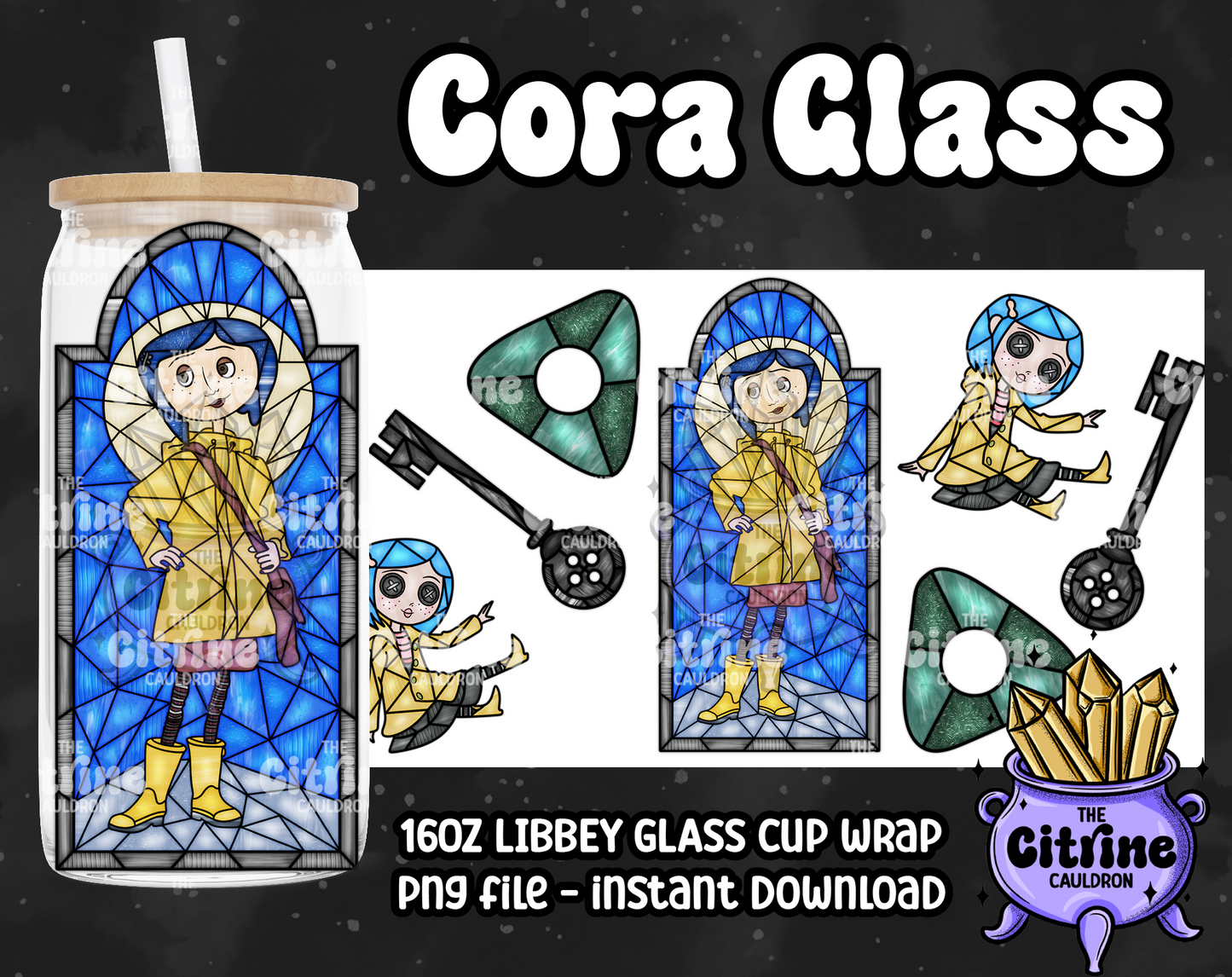 Cora Glass - PNG Wrap for Libbey 16oz Glass Can