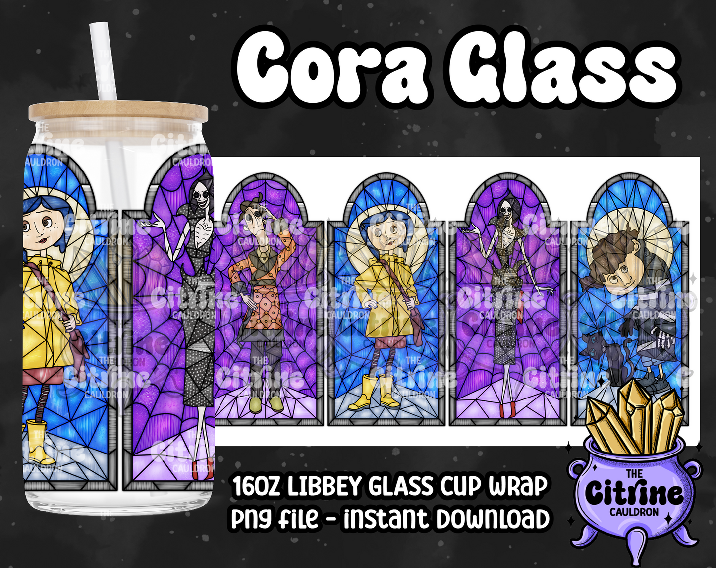 Cora Glass - PNG Wrap for Libbey 16oz Glass Can