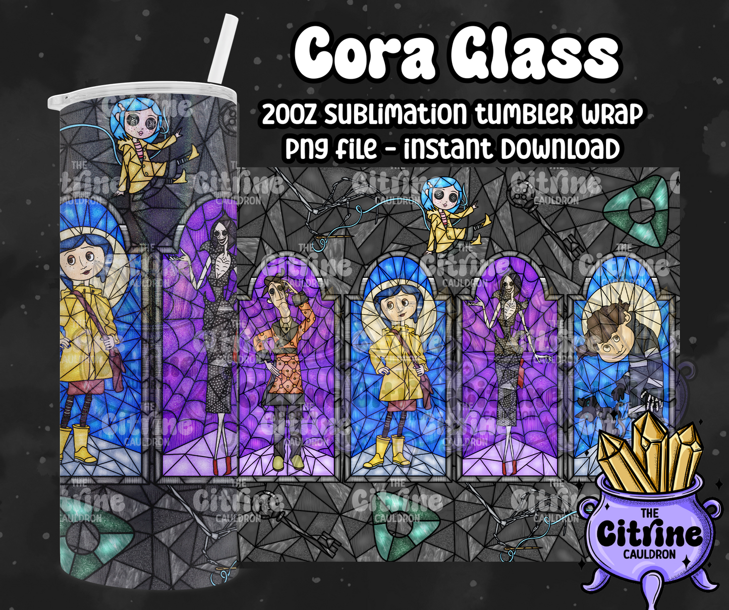 Cora Glass - PNG Wrap for Sublimation 20oz Tumbler