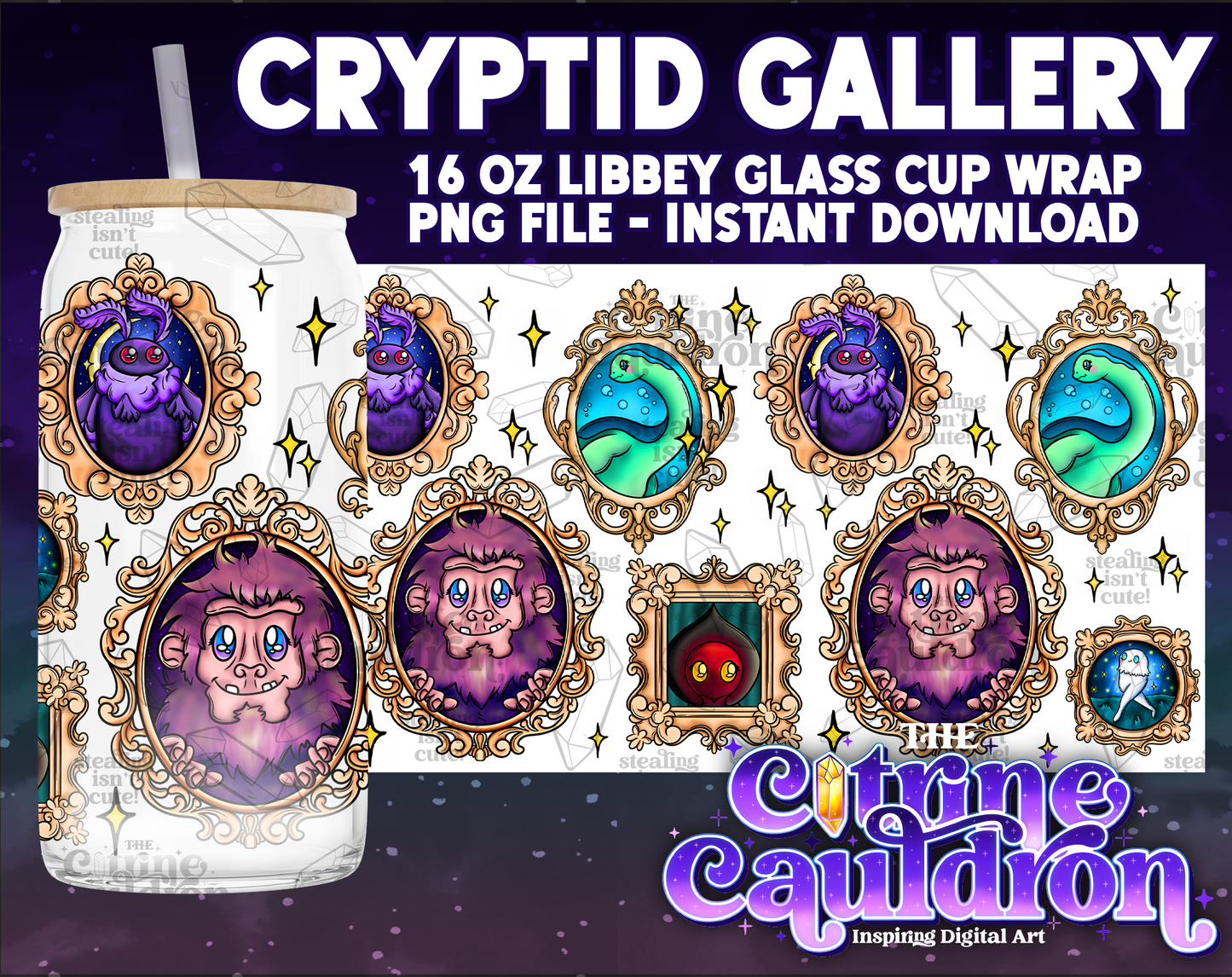 Cryptid Gallery - PNG Wrap for Libbey 16oz Glass Can