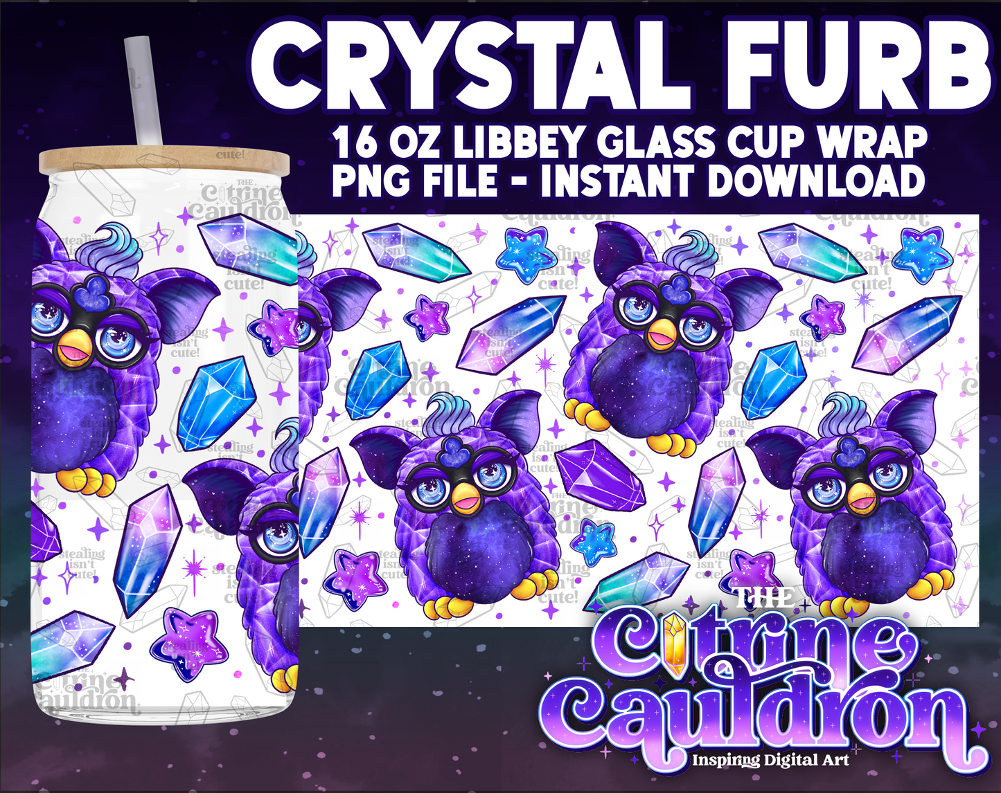Crystal Furb Galaxy - PNG Wrap for Libbey 16oz Glass Can